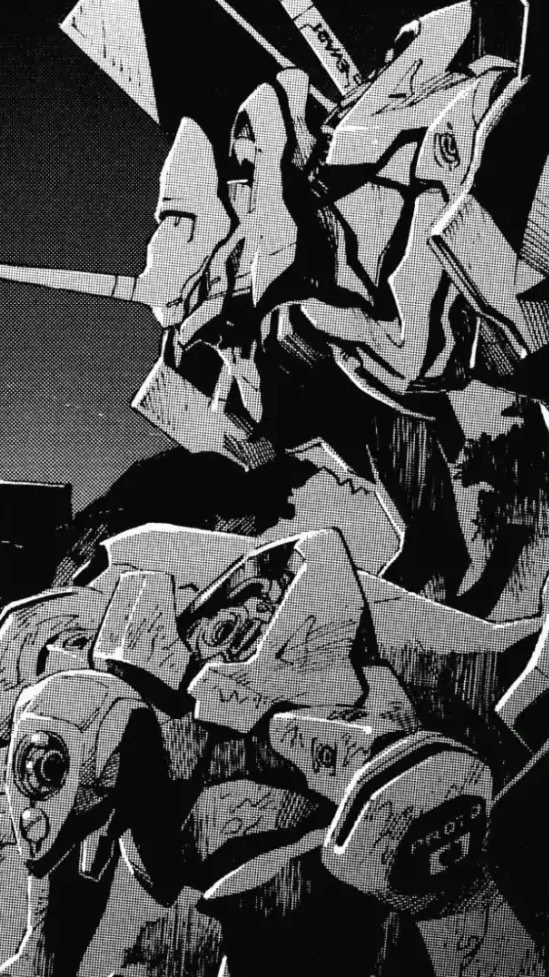 Evangelion mecha manga bianco nero, 1080x1920 Verticale, Telefono