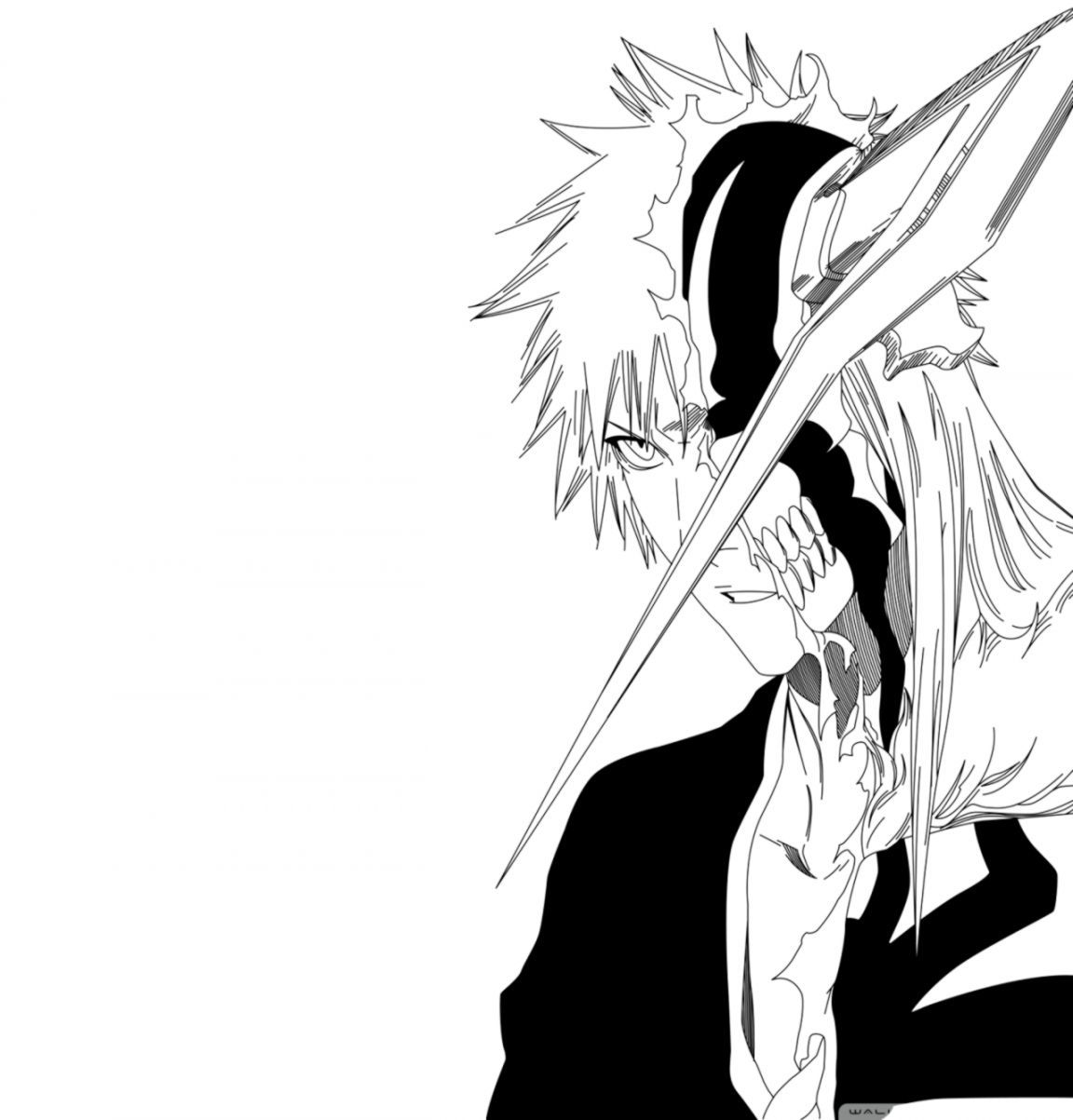Ichigo Bleach manga bianco nero, anime, 1152x1203 Full HD Verticale, Smartphone