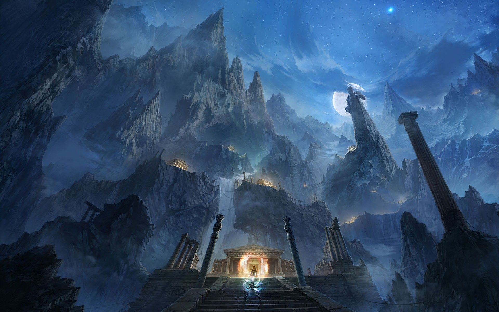 Rovine montane fantasy notturne, 1920x1200 Full HD+ WUXGA, iMac