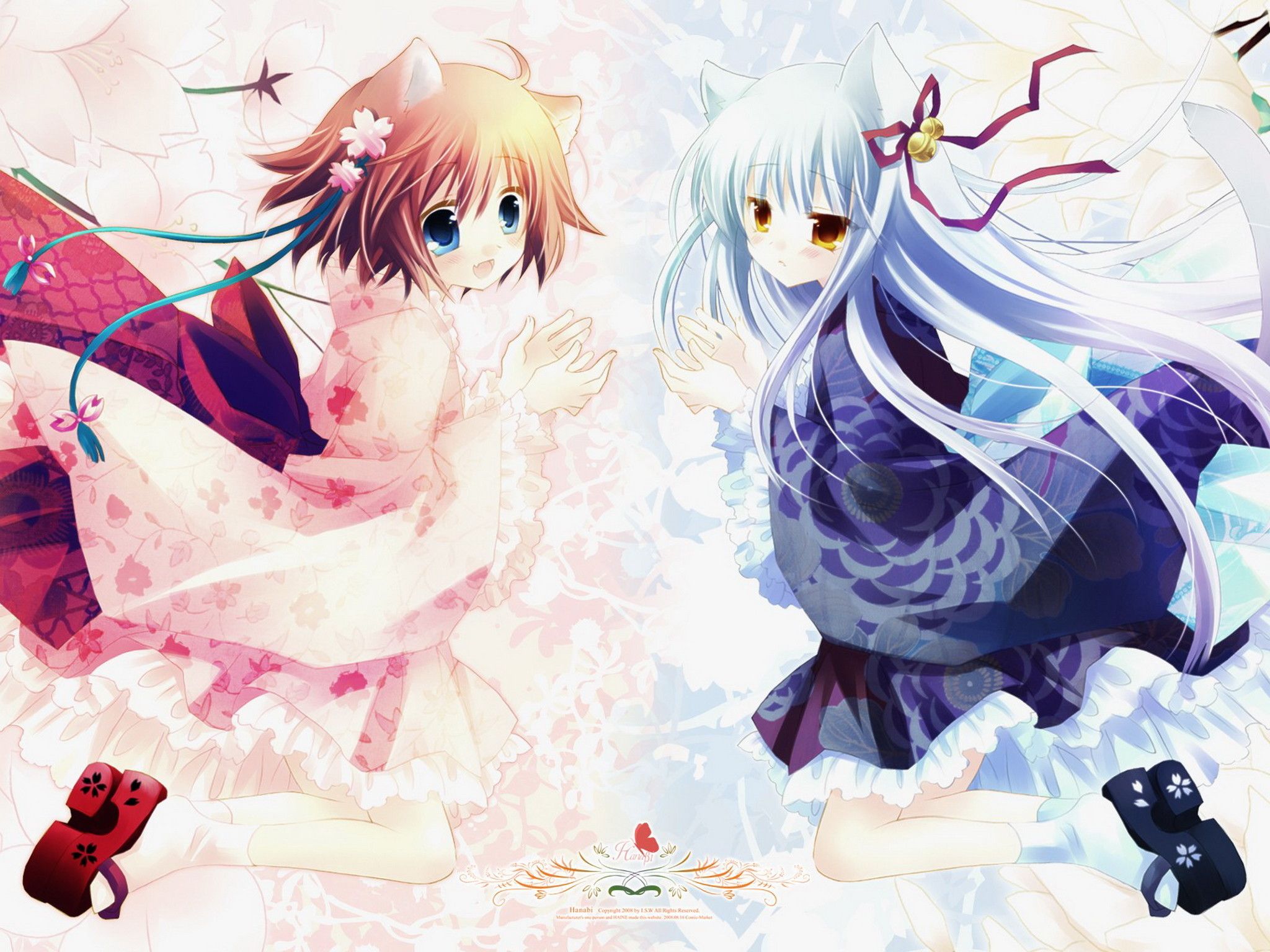 Due ragazze anime kimono, 2048x1536 Hi-Res, PC Desktop