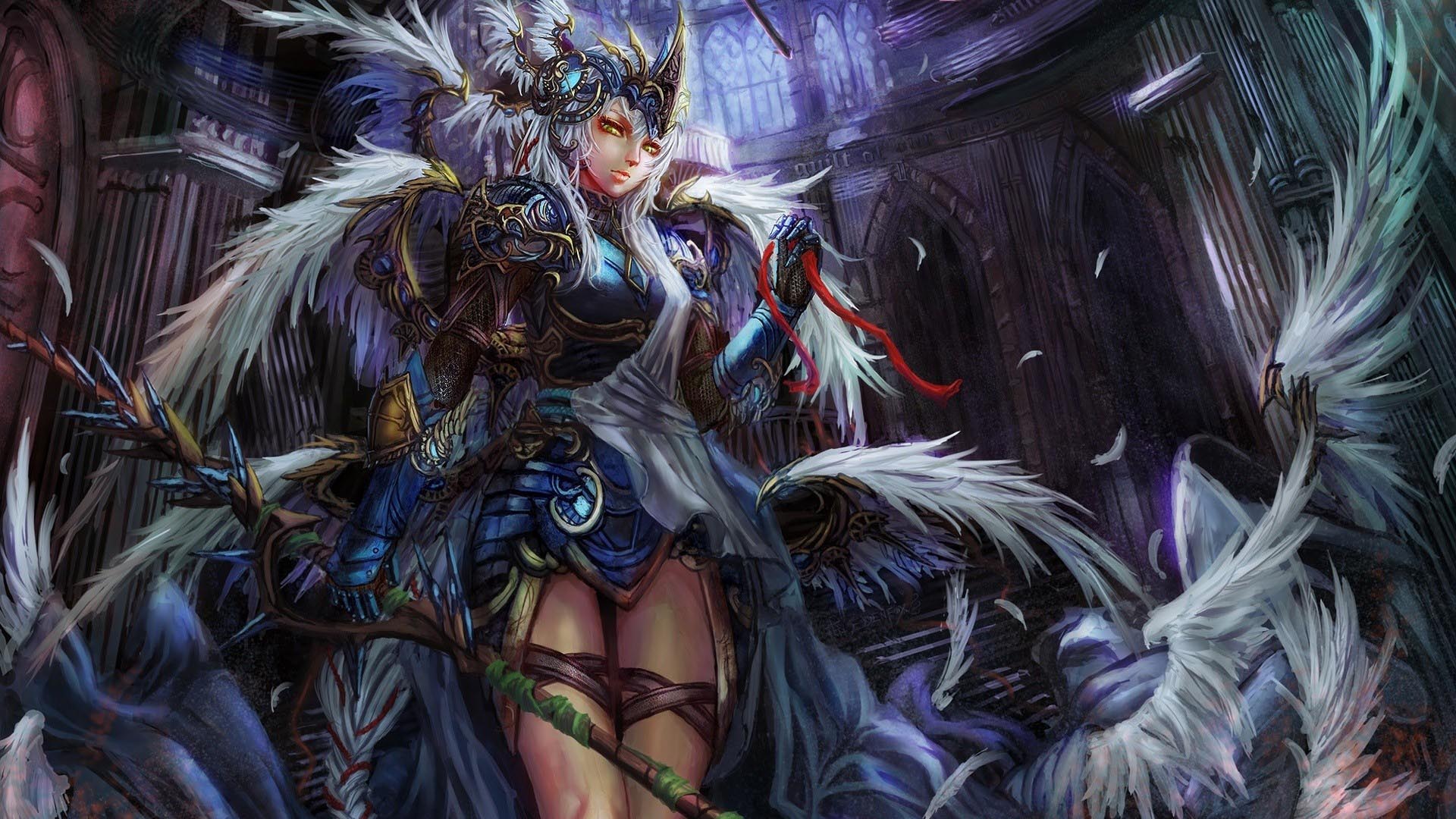 Guerriera anime con piume scure, 1920x1080 1080p, Desktop