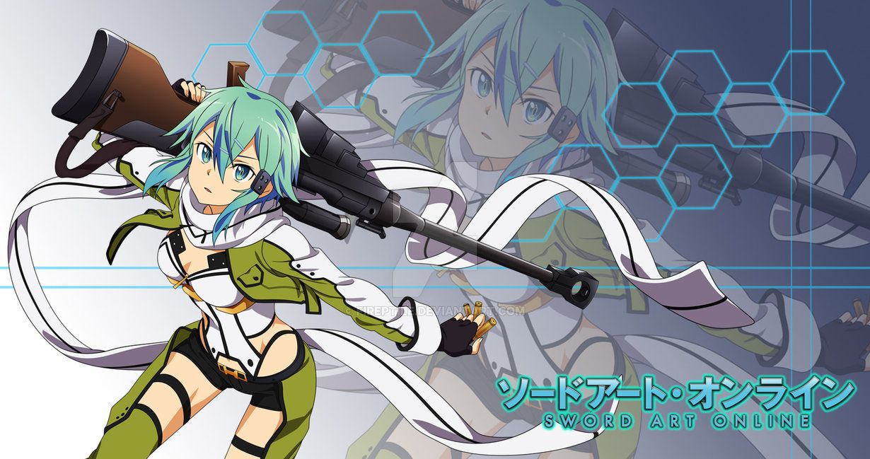 Sinon Sword Art Online con fucile, 1230x649 HD, PC Desktop