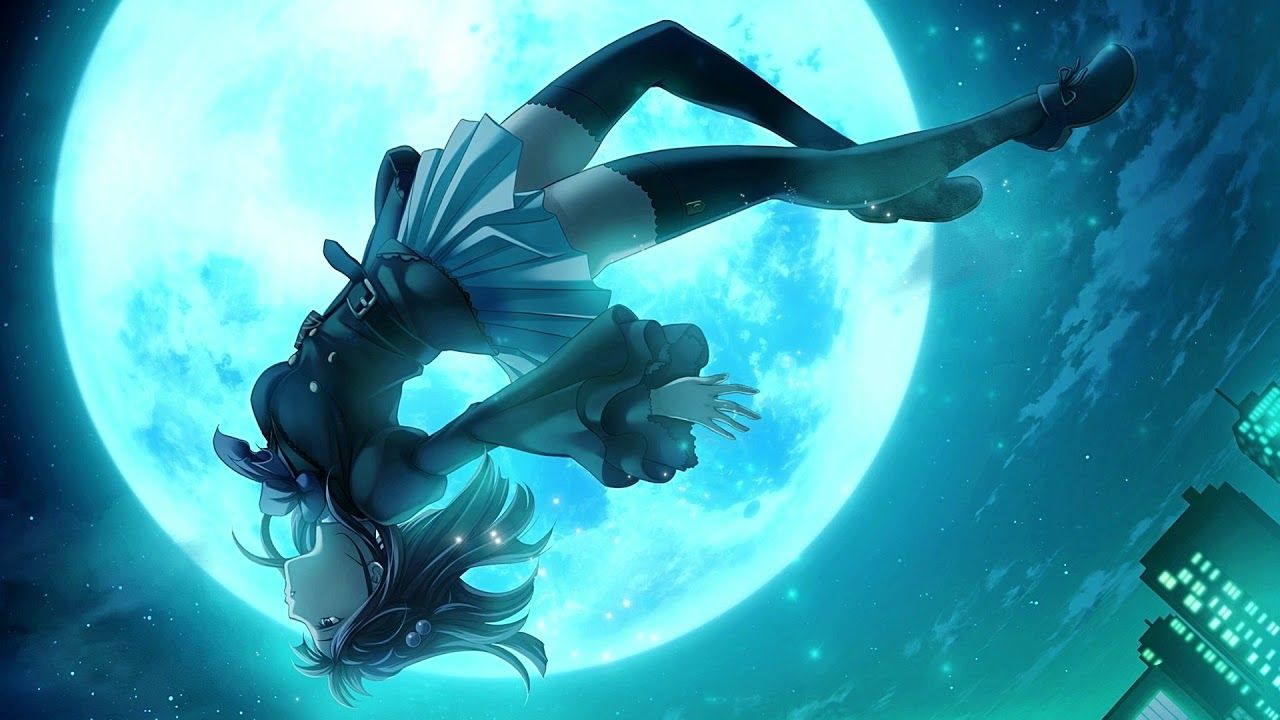 Ragazza anime luna blu, 1280x720 HD, PC Desktop