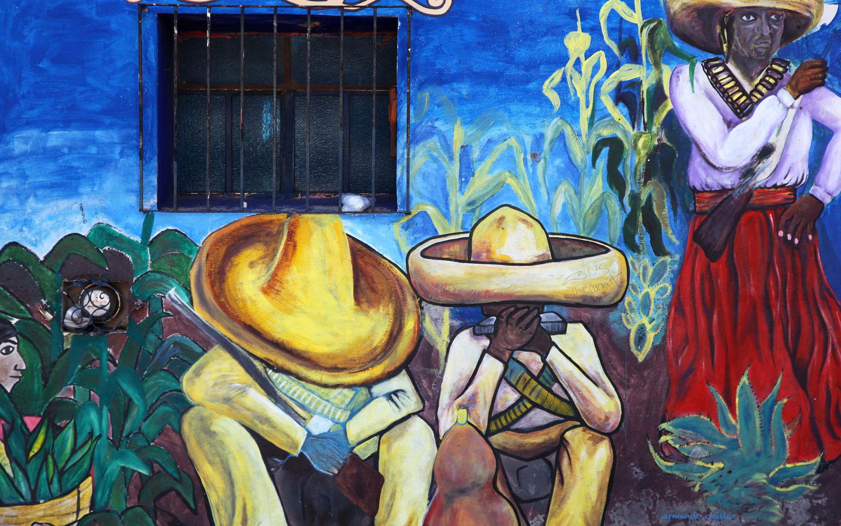 Murale messicano con contadini sombrero, 1680x1050 HD, PC