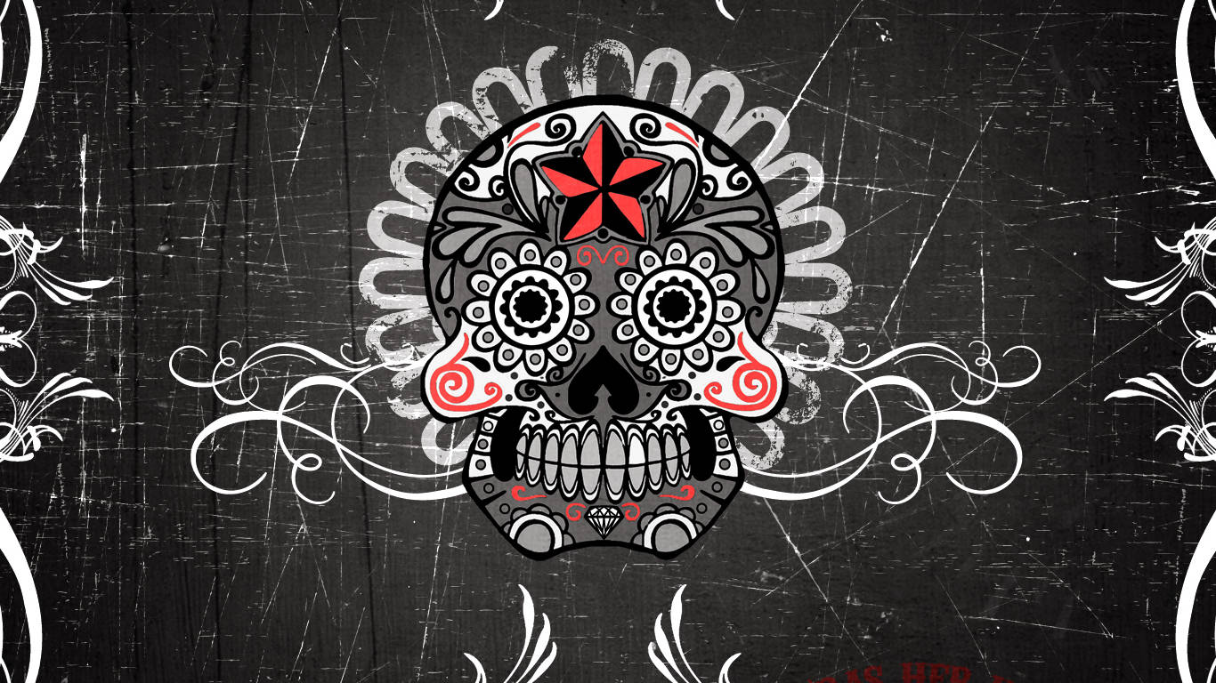 Teschio messicano ornamentale nero, 1366x768 HD, Desktop