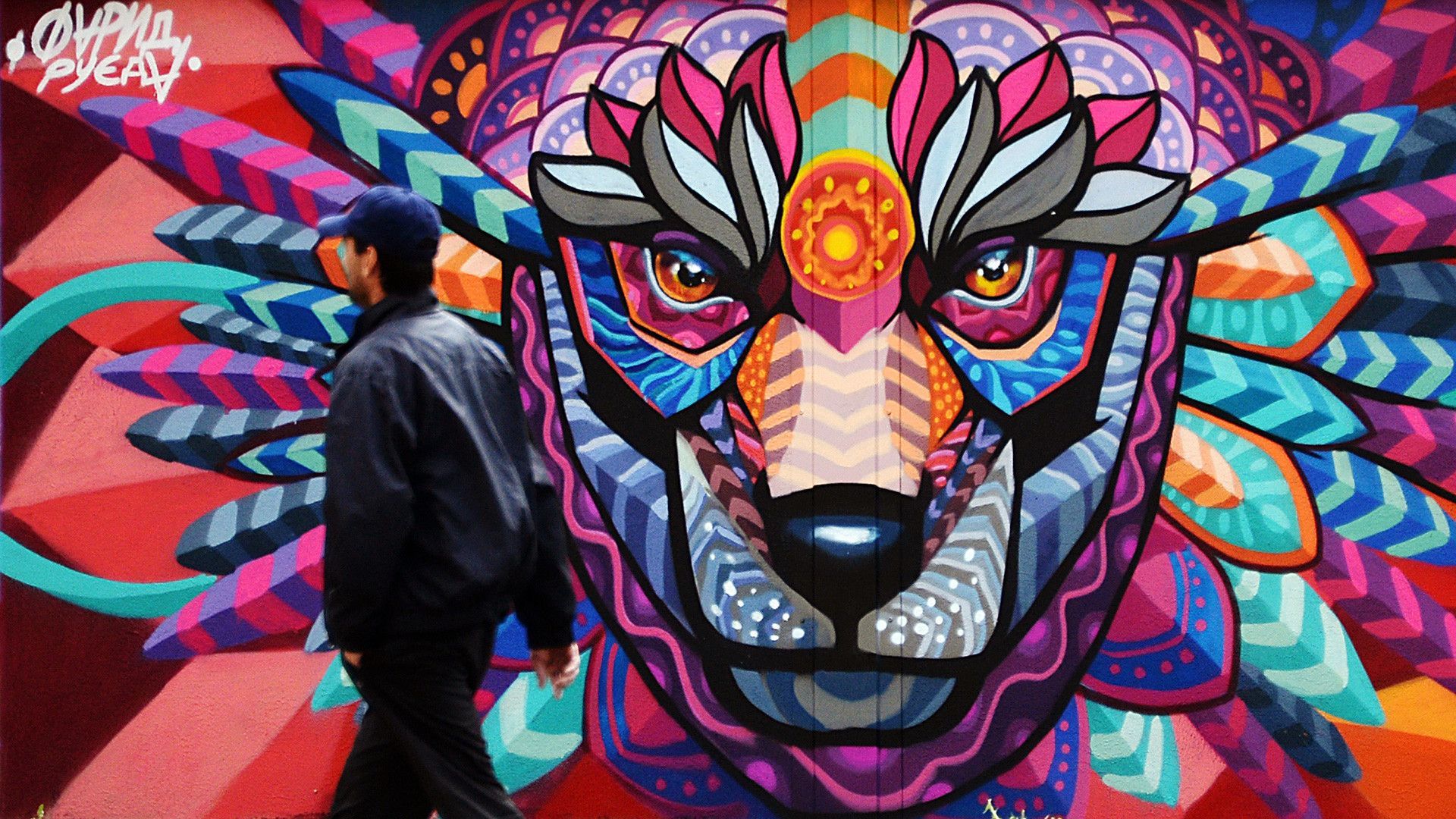 Murale colorato tigre azteca, 1920x1080 Full HD 1080p, PC