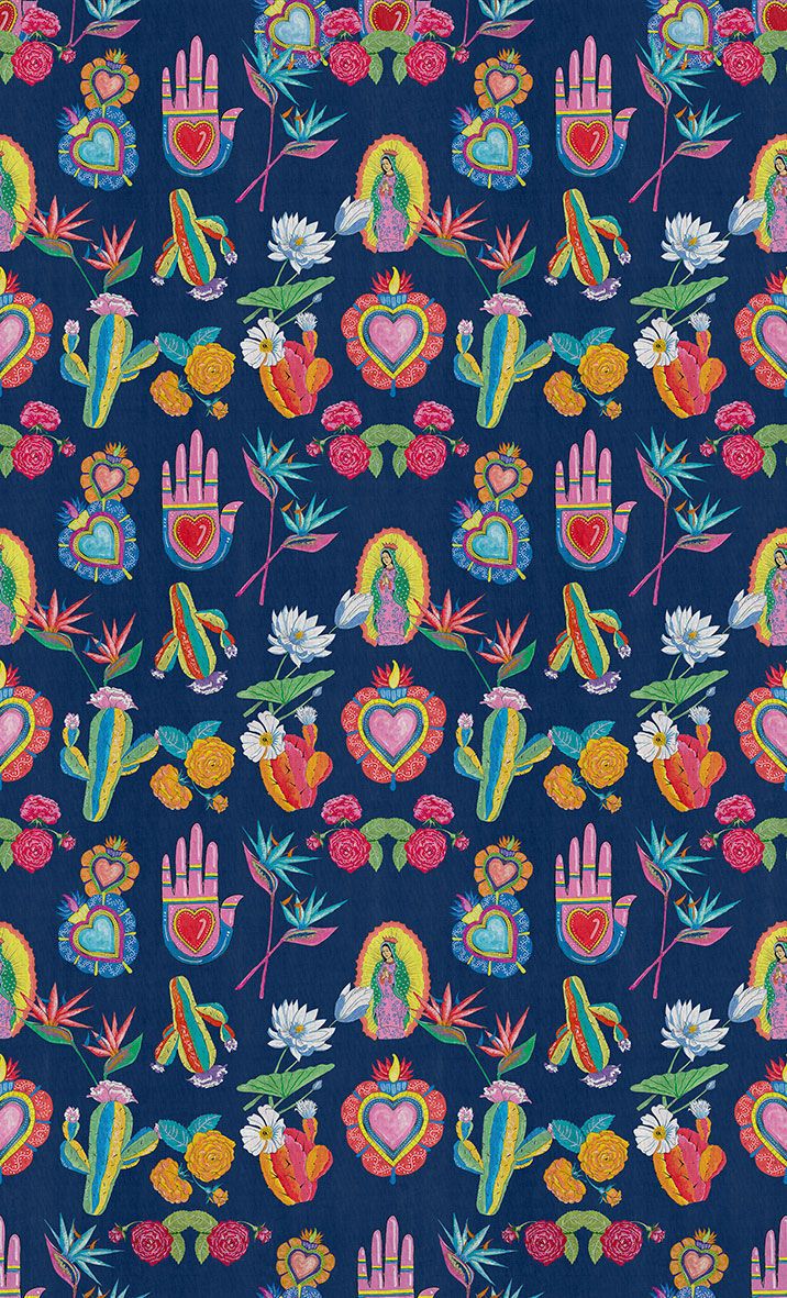 Pattern messicano cactus cuori mani, 716x1181 Full HD Verticale, iPhone