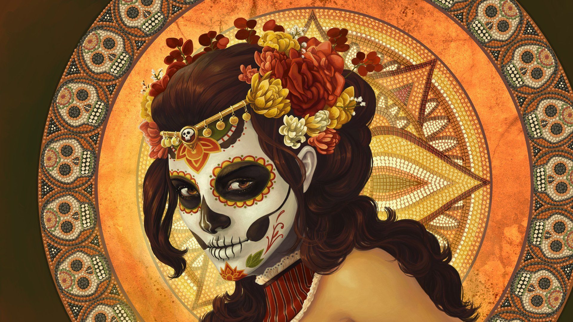 Catrina teschio messicano fiori, 1920x1080 Full HD 1080p, Laptop