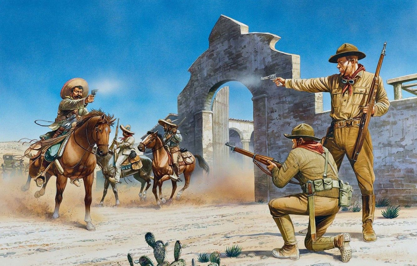 Soldati messicani a cavallo, scontro, 1332x850 HD, Desktop