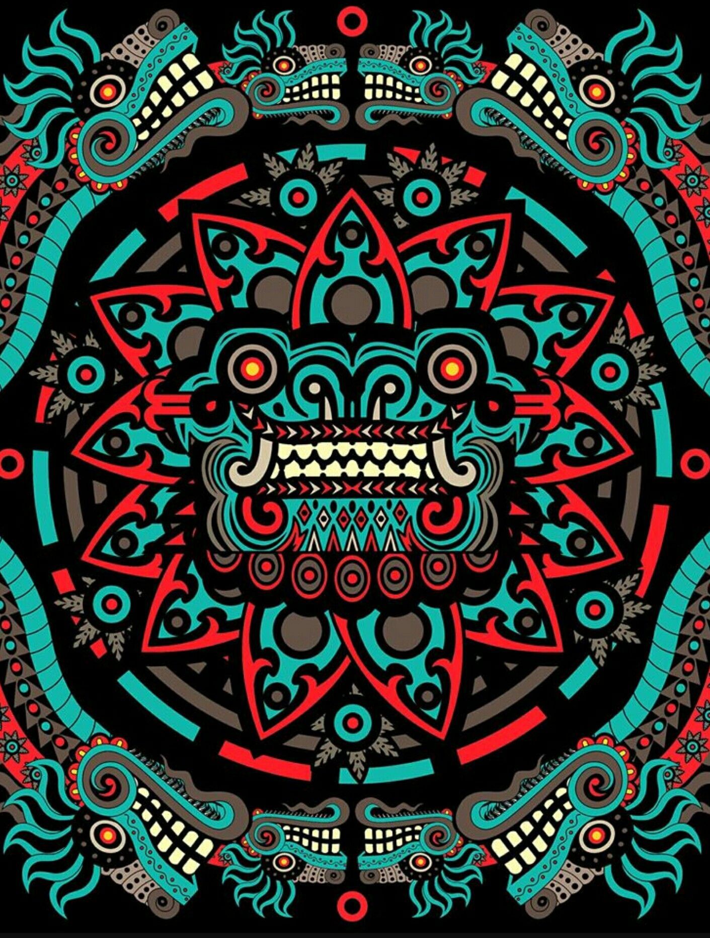 Maschera azteca serpente piumato, 1411x1863 Full HD Verticale, Smartphone