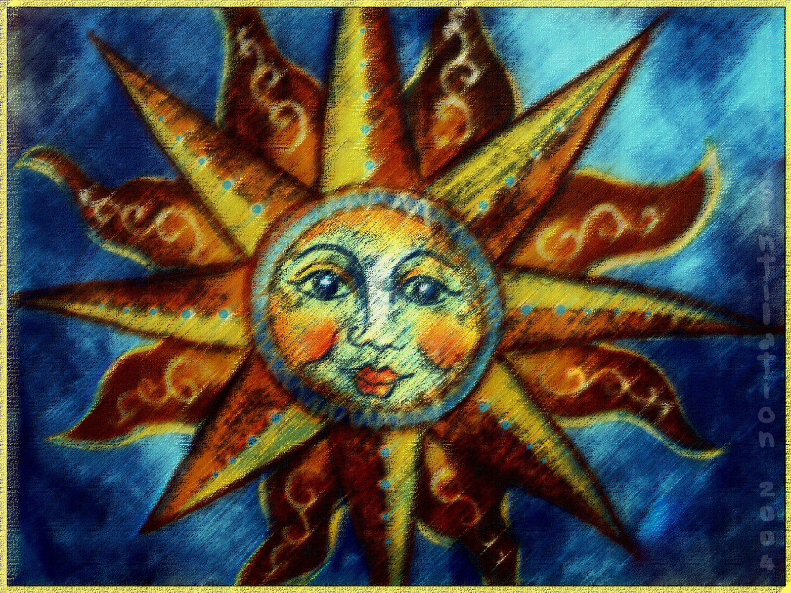Sole messicano con volto, 1600x1200 900p, PC