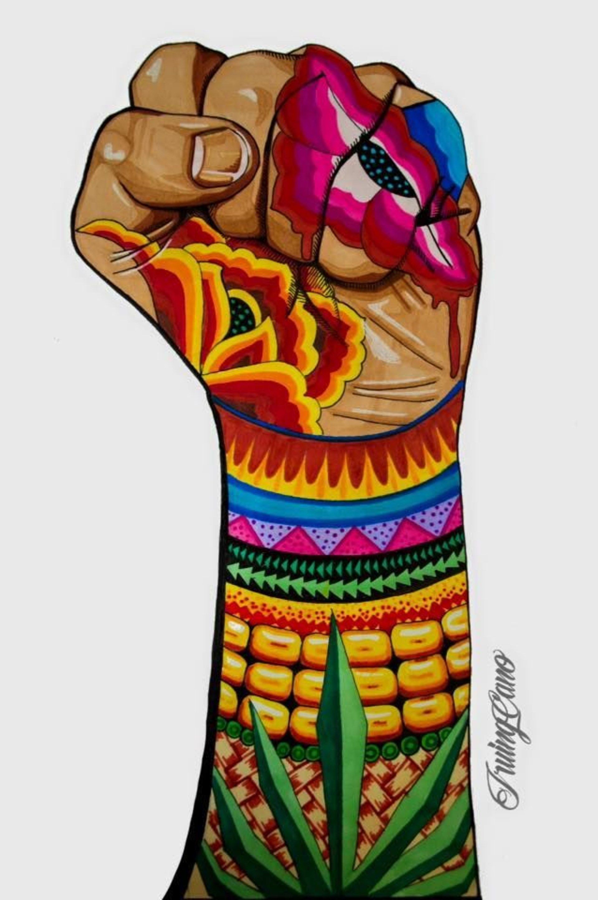 pugno chiuso arte messicana colorata, 1920x2889 Full HD Verticale, Smartphone