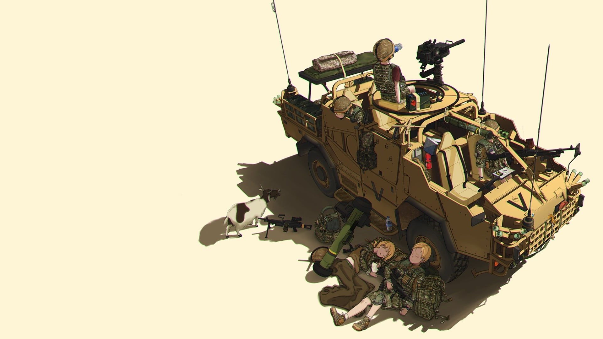 Veicolo militare APC con soldati, 1920x1080 Full HD, Desktop
