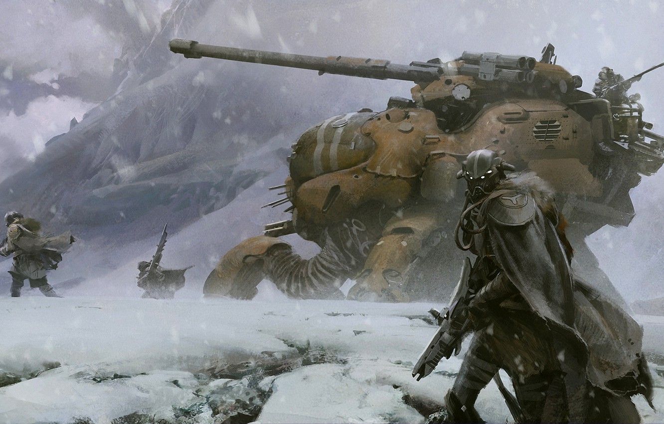 Robot da guerra e soldati nella neve, 1332x850 720p, Lenovo Legion