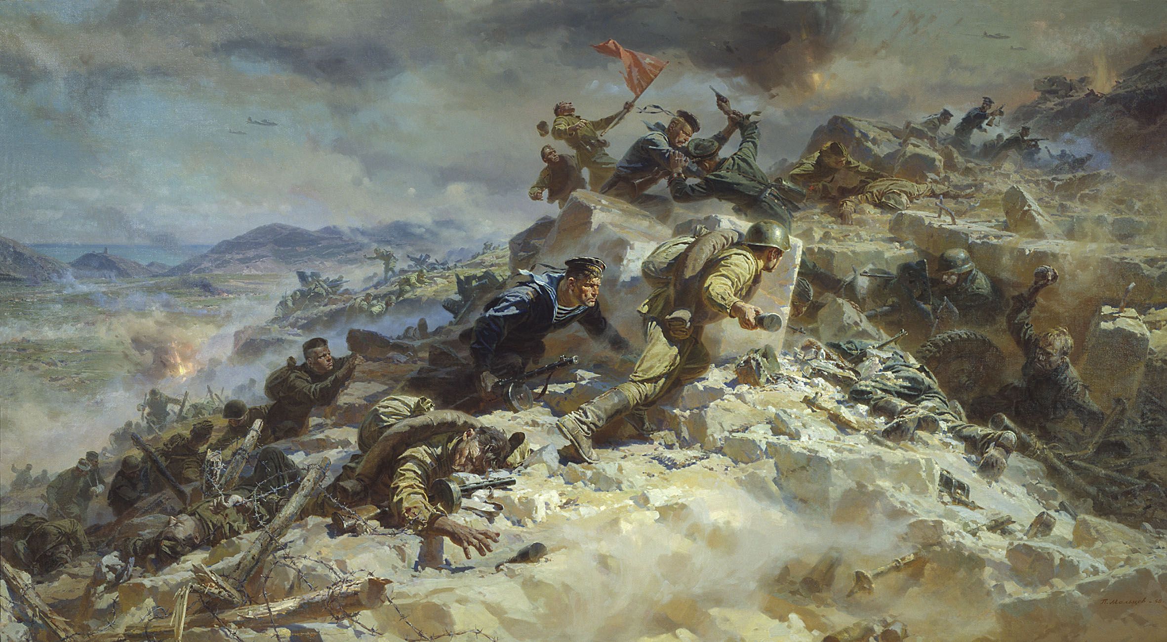 Dipinto battaglia militare soldati, 2363x1300 Hi-Res, PC Desktop