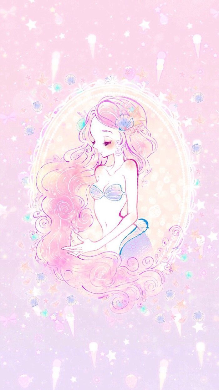 Sirena rosa pastello illustrata, 700x1247 Full HD Verticale, iPhone
