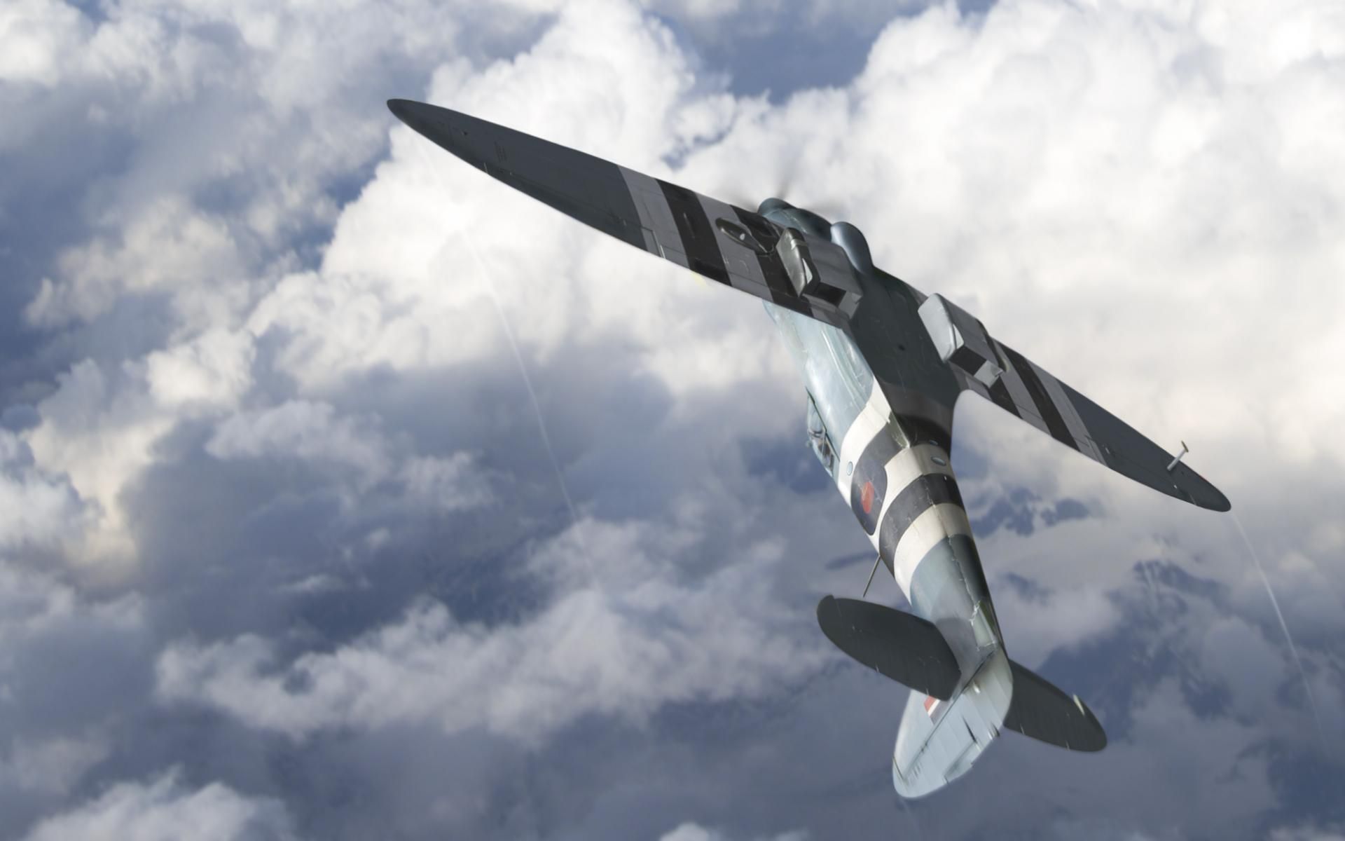 Aereo Spitfire tra le nuvole, 1920x1200 WUXGA, Laptop