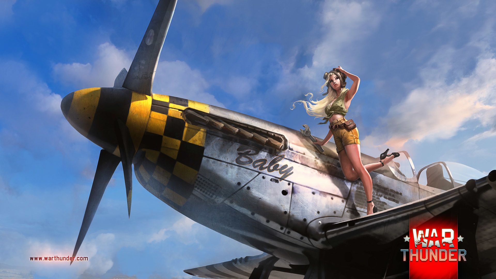 Aereo Spitfire con pin-up, 1920x1080 Full HD 1080p, Laptop