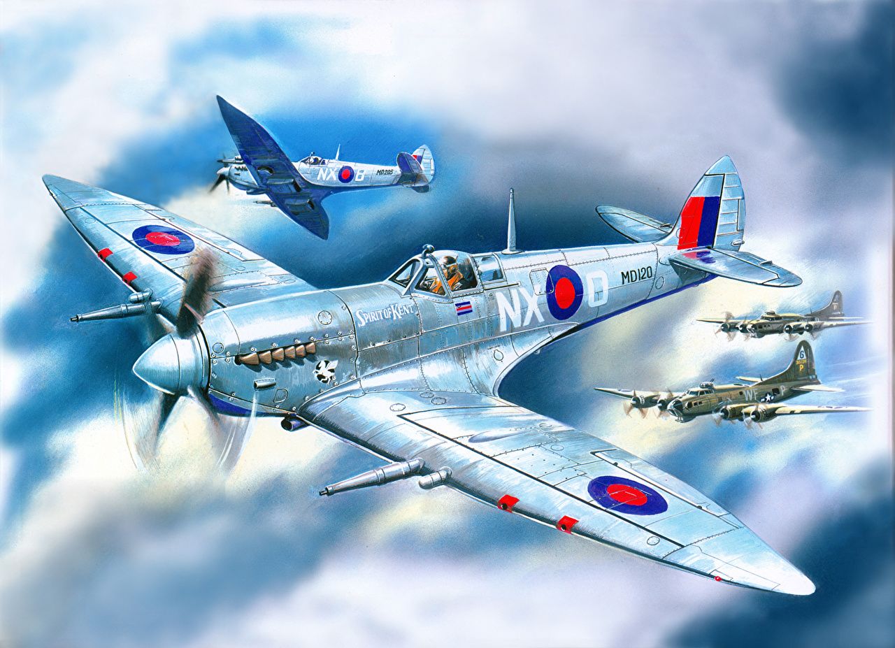 Aereo Spitfire volo dipinto, 1280x927 HD, Desktop