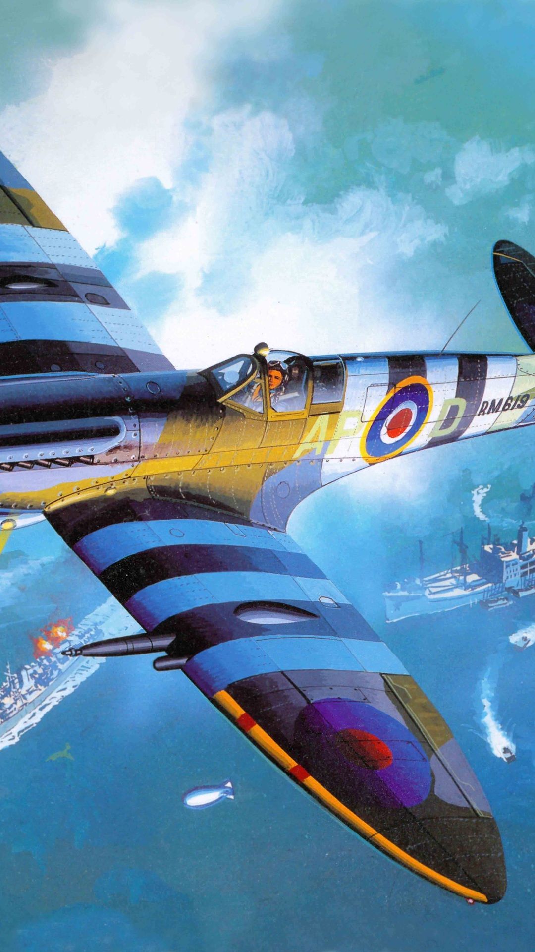 Supermarine Spitfire aereo artistico, 1080x1920 Verticale, Samsung Galaxy