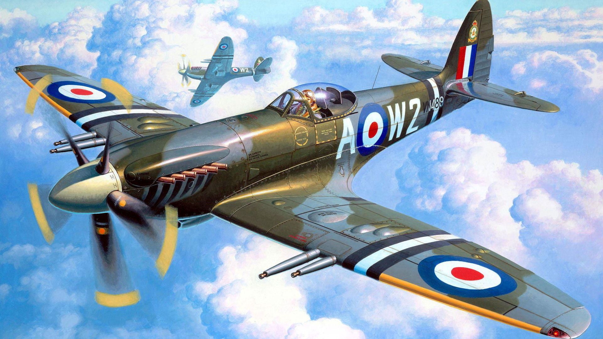 Aereo Spitfire tra le nuvole, 1920x1080 1080p, PC