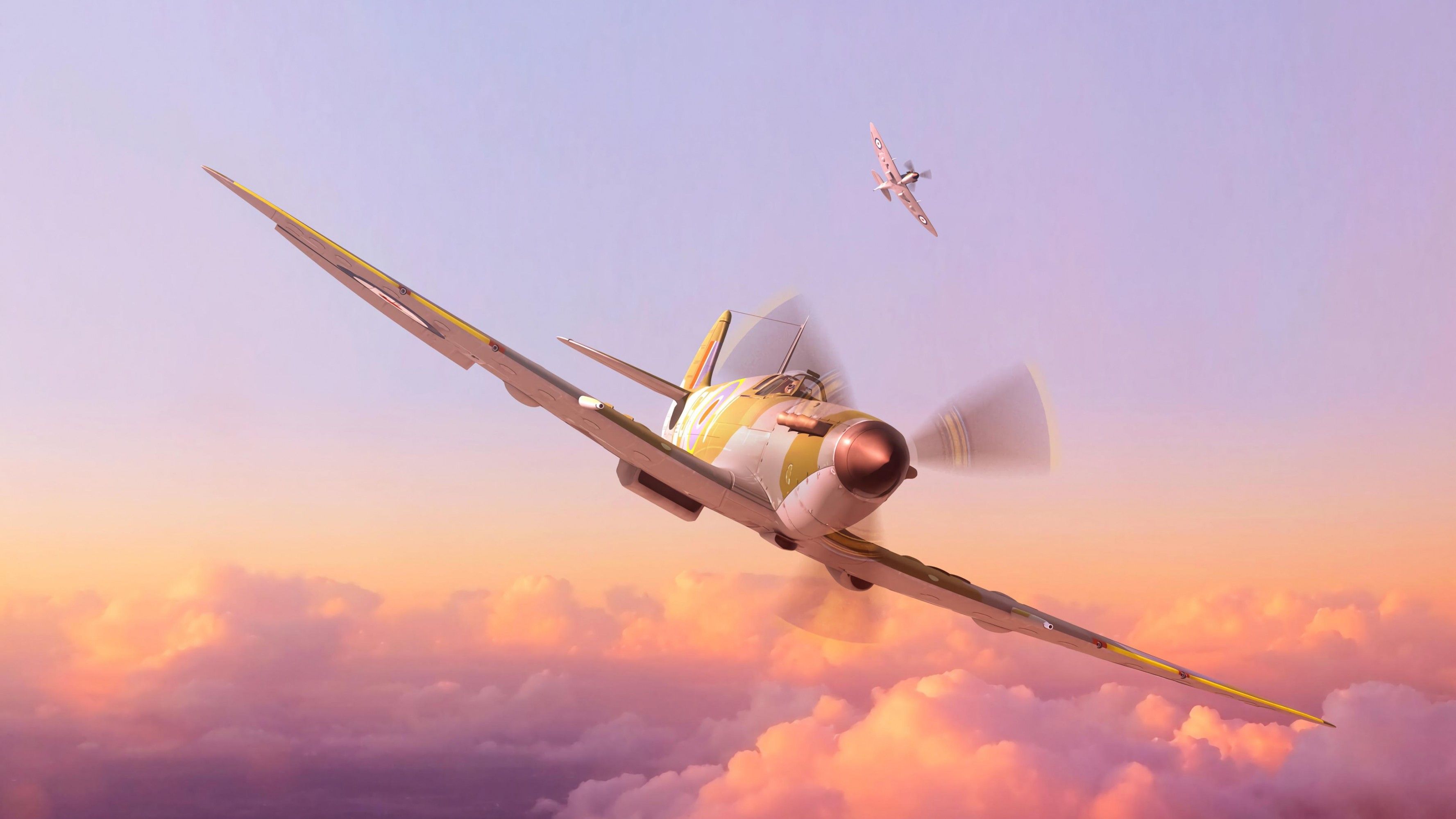 Aereo Spitfire in volo, 3554x1999 2K+, Desktop