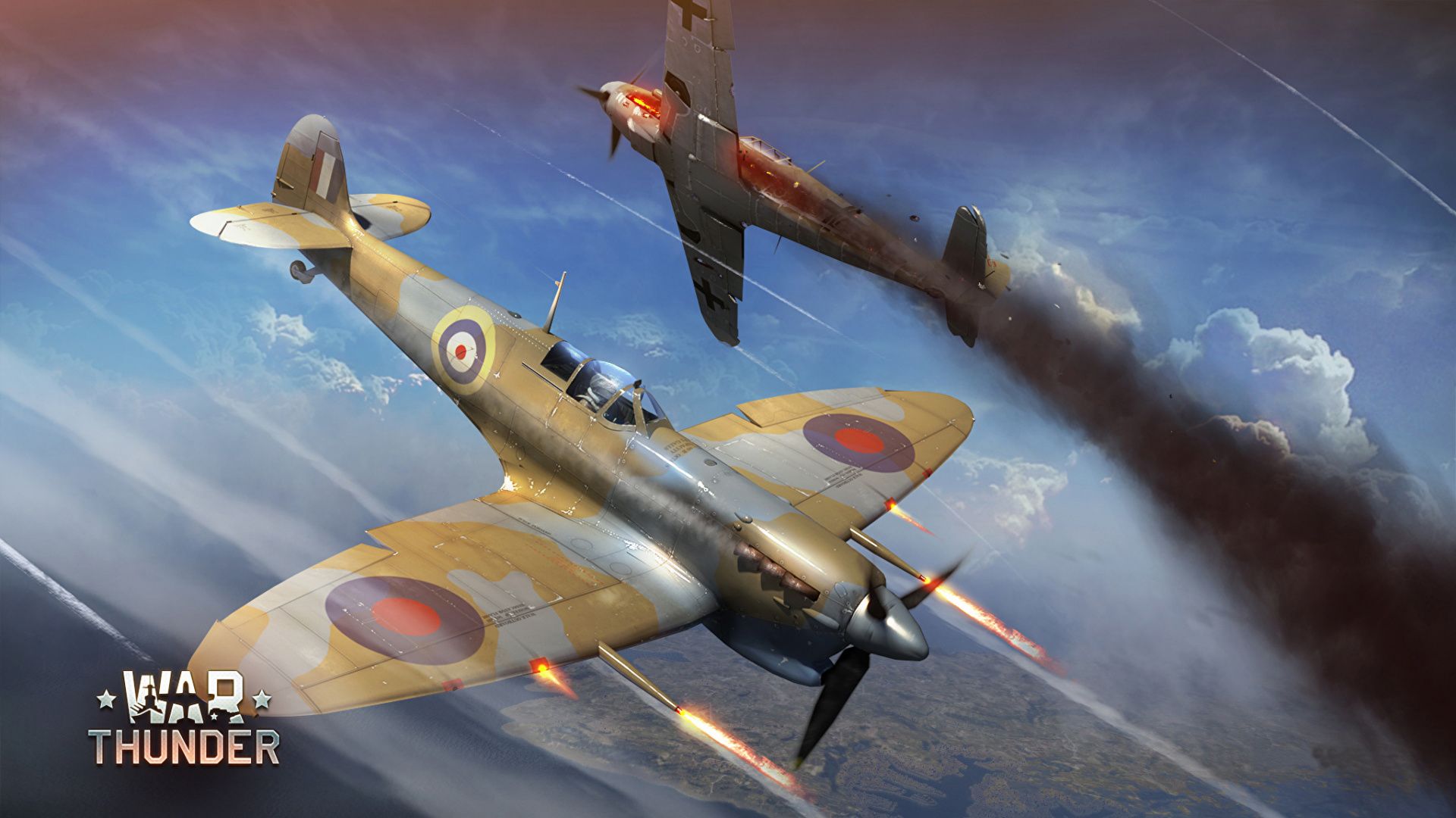 Spitfire abbatte Messerschmitt aereo, 1920x1080 Full HD 1080p, Desktop
