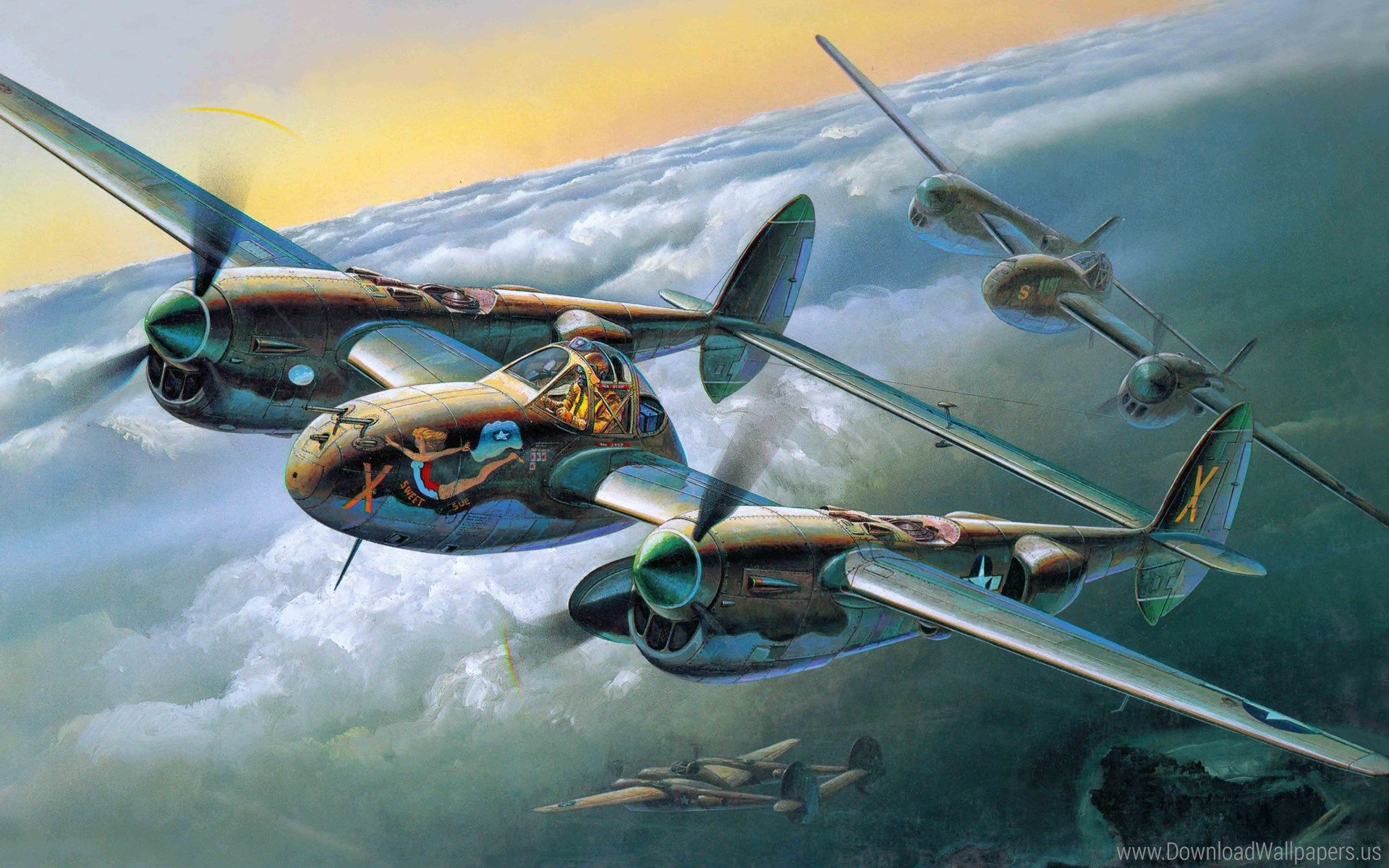 Aerei bombardieri WW2 dipinto, 1920x1200 Full HD+ WUXGA, Laptop