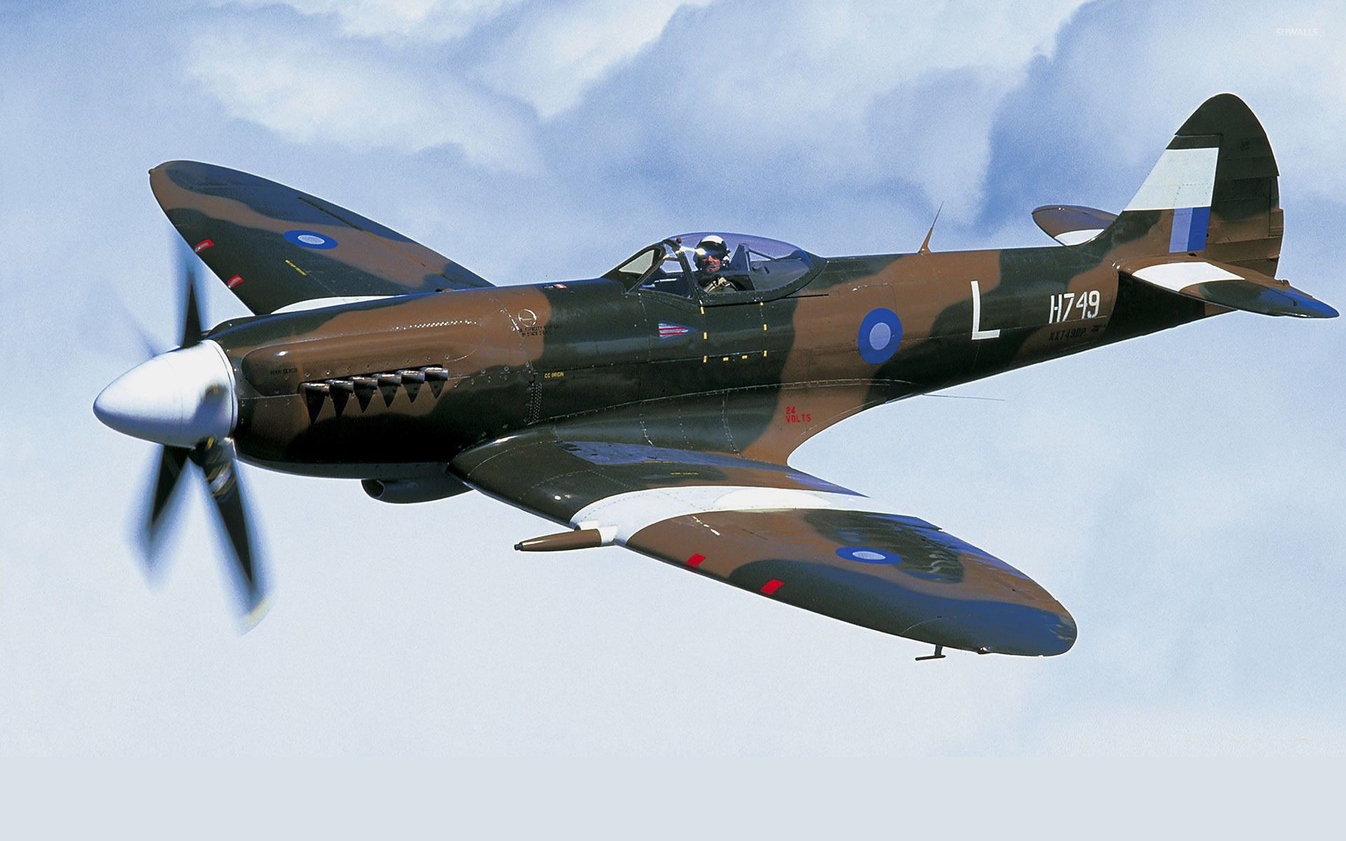 Aereo Supermarine Spitfire mimetico, 1920x1200 Full HD+, PC