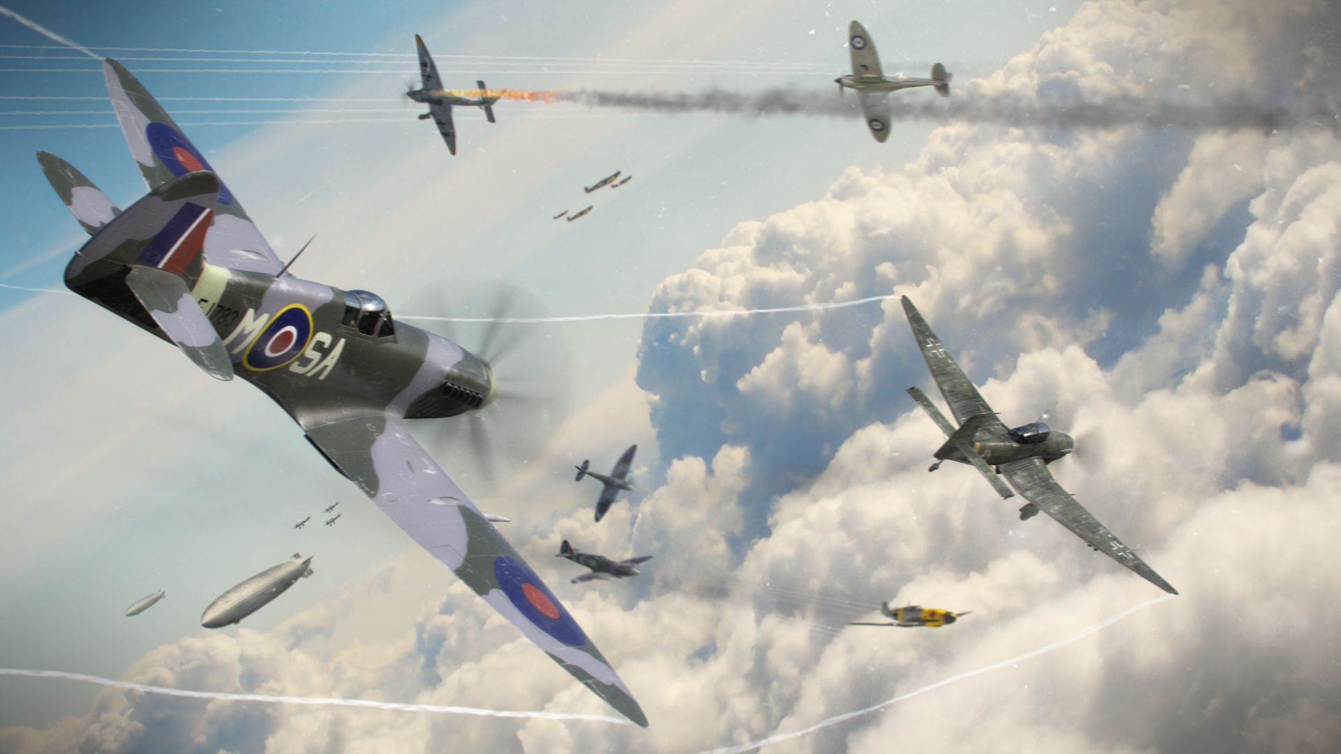 Aerei Spitfire in combattimento aereo, 1920x1080 Full HD 1080p, Desktop