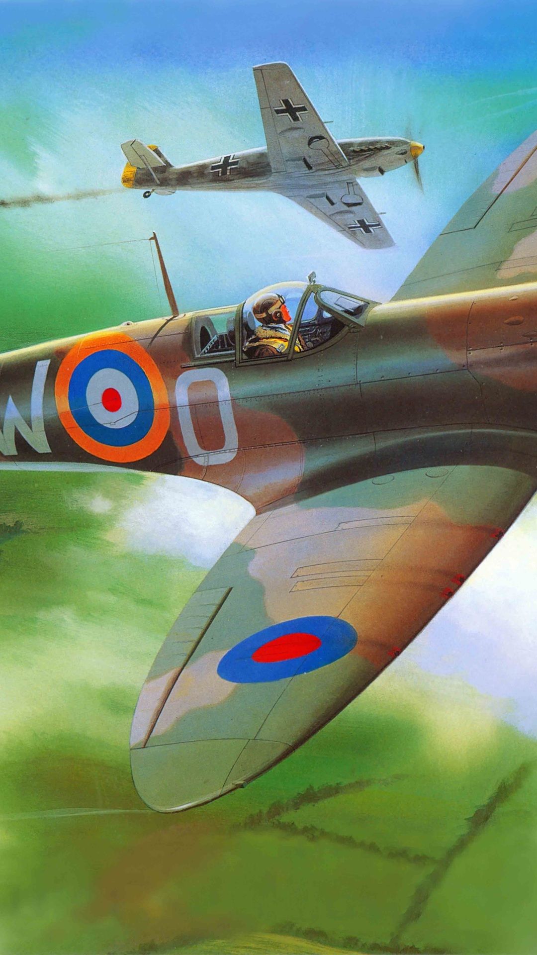 Aereo Spitfire Supermarine artistico, 1080x1920 Full HD Verticale, Samsung Galaxy