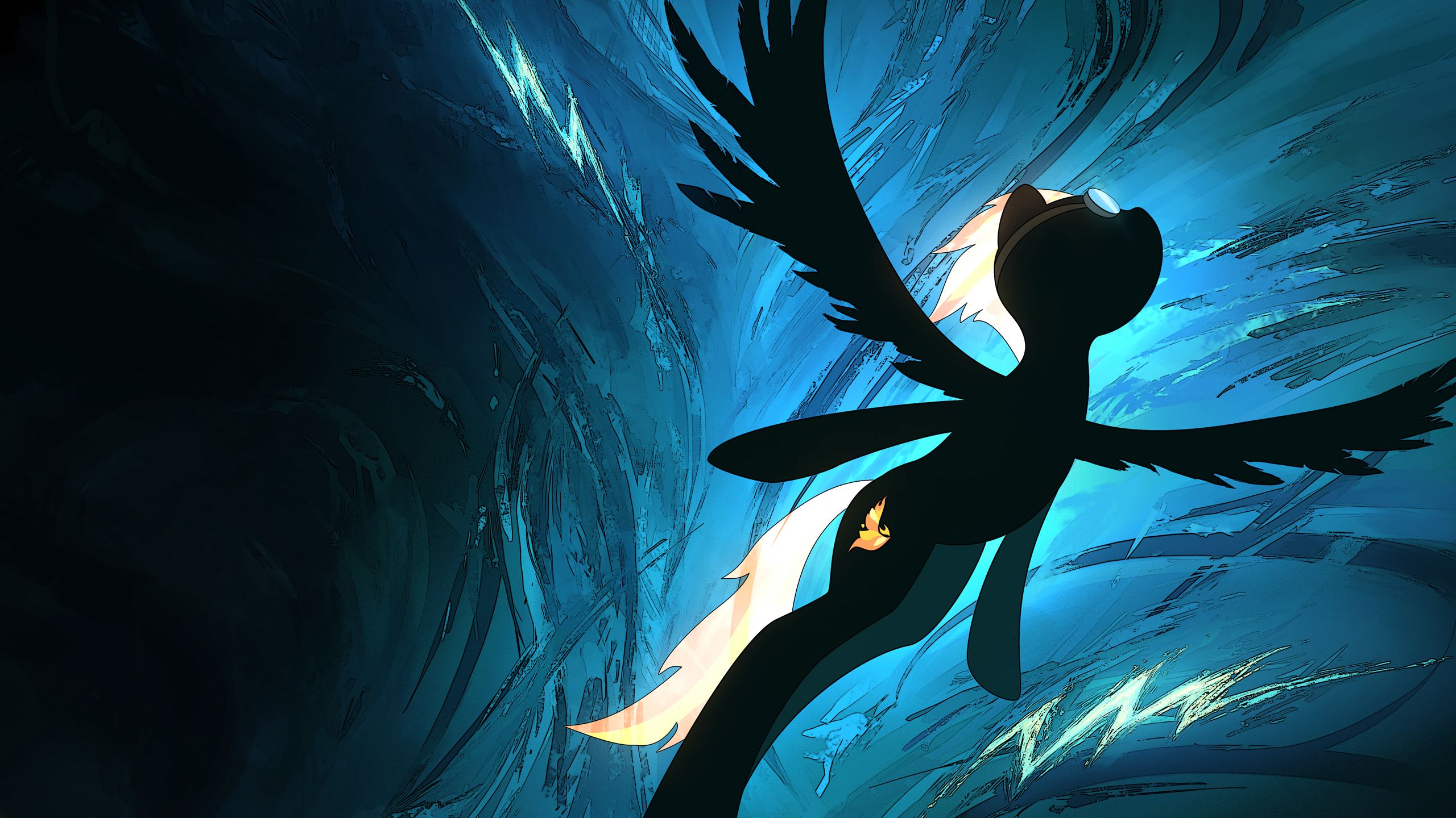 Pony pegaso silhouette blu, 2560x1440 2K, Desktop