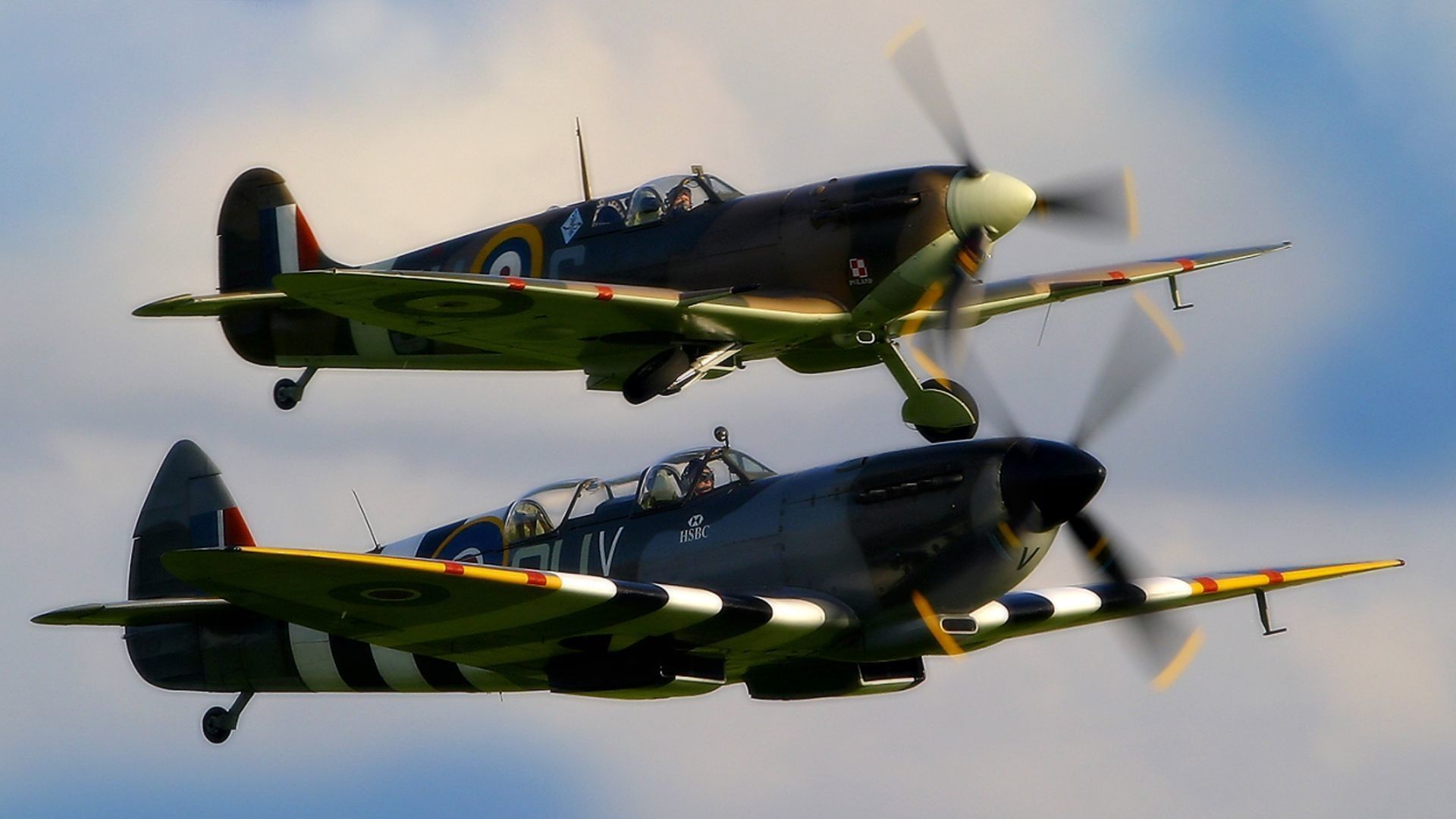 Due aerei Spitfire in volo, 1920x1080 Full HD 1080p, PC Desktop