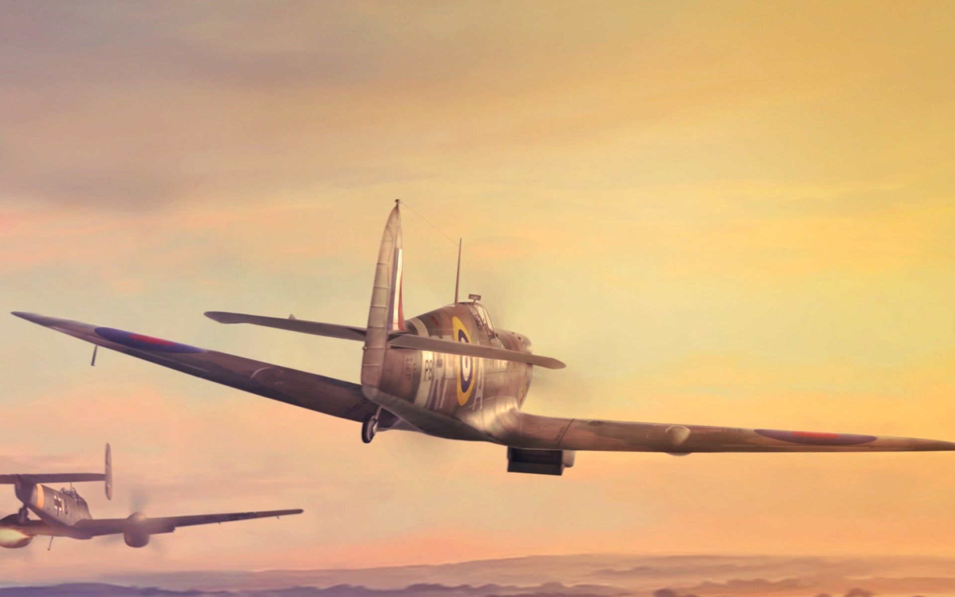 Aerei Spitfire al tramonto, 1920x1200 Full HD+, PC