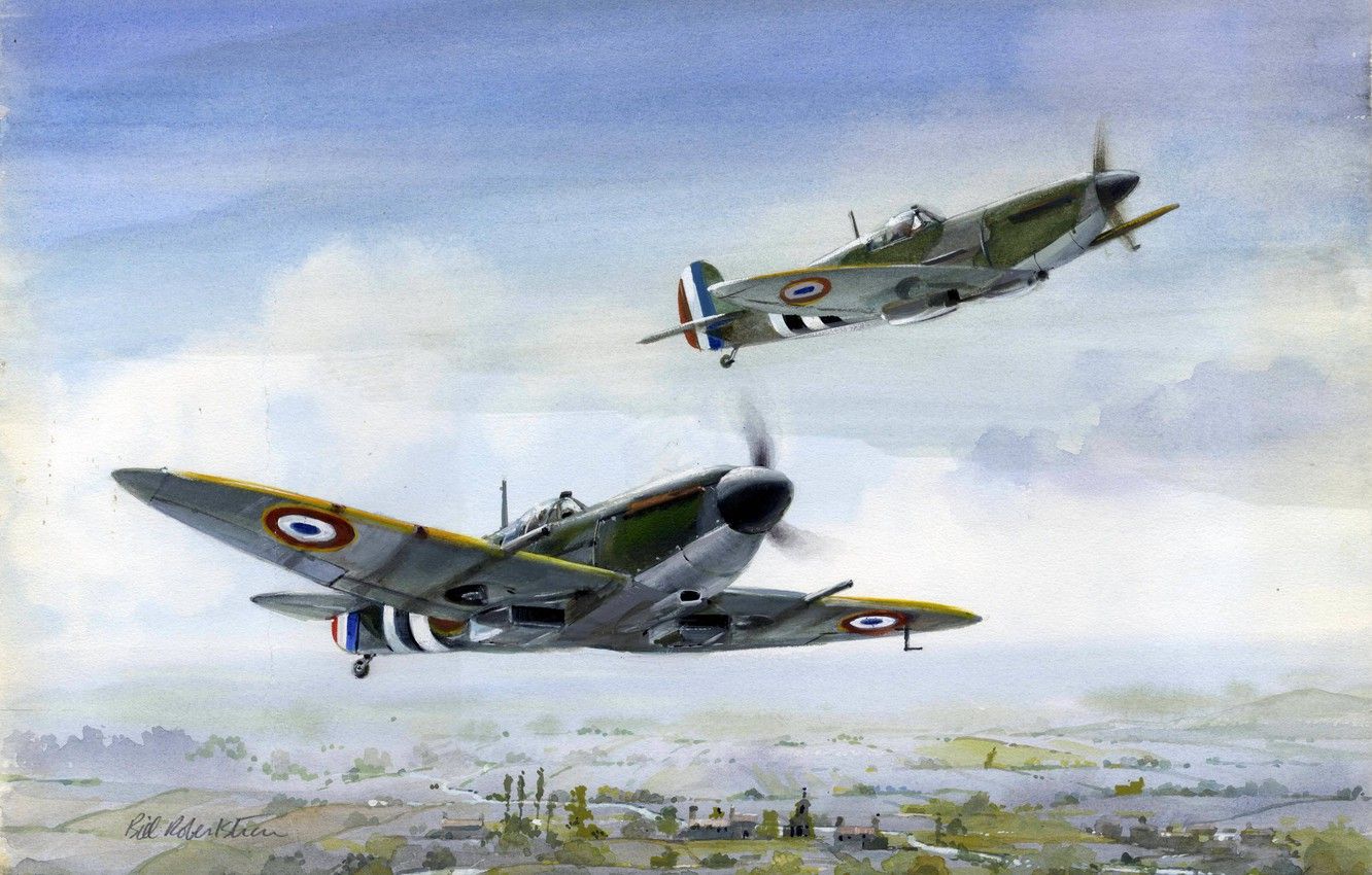 Aerei Spitfire britannici in volo, 1332x850 HD, Desktop
