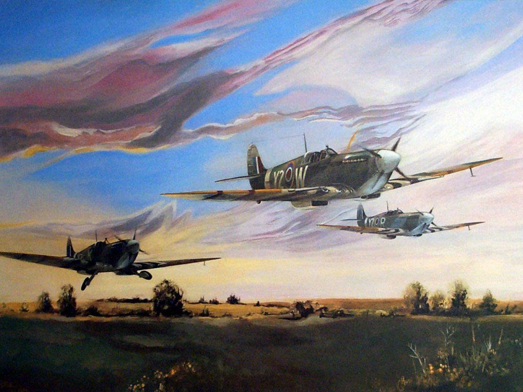 Aerei Spitfire dipinti in volo, 1024x768 HD, iMac