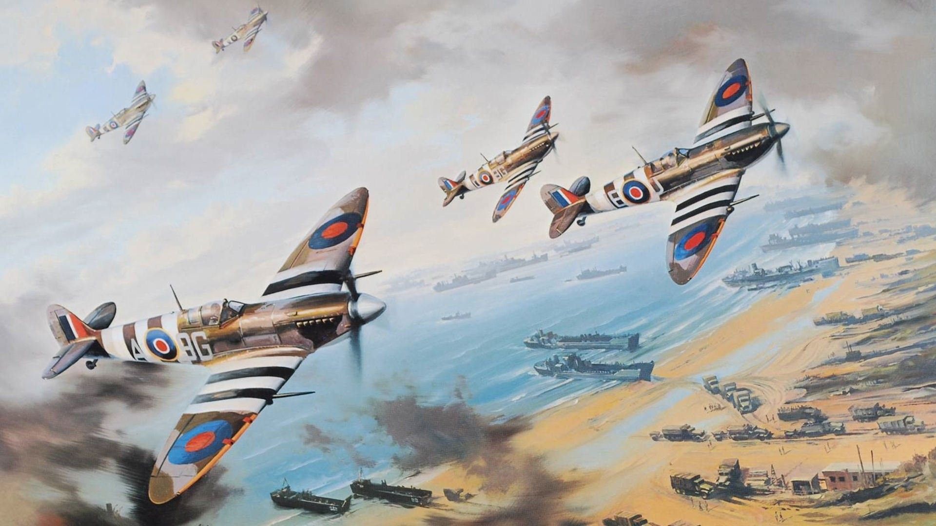 Aerei Spitfire dipinto artistico, 1920x1080 Full HD, Desktop