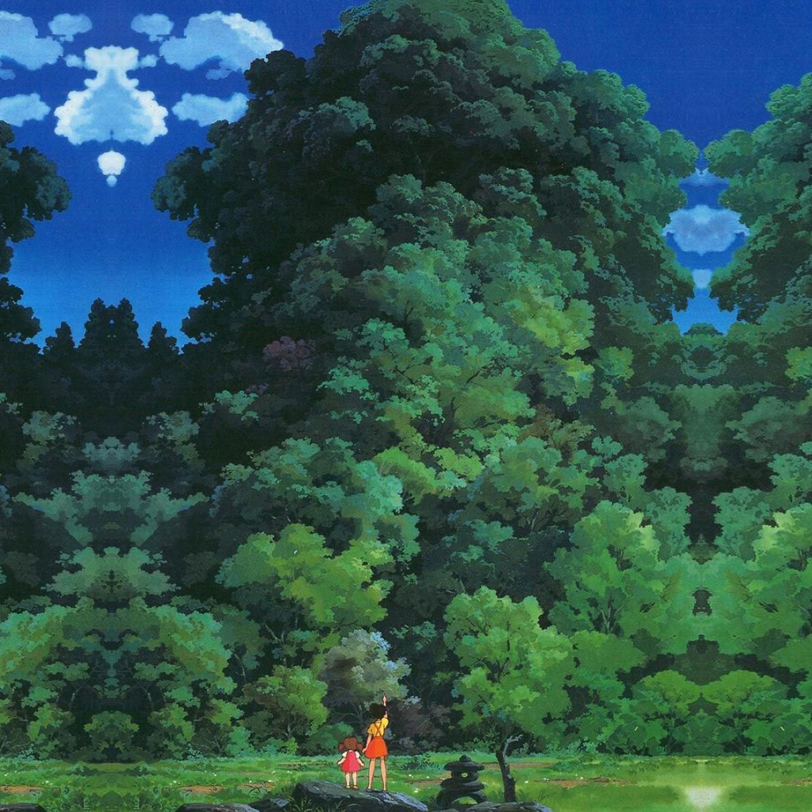Albero foresta stile Ghibli, 2732x2732 2K+, Monitor Gaming