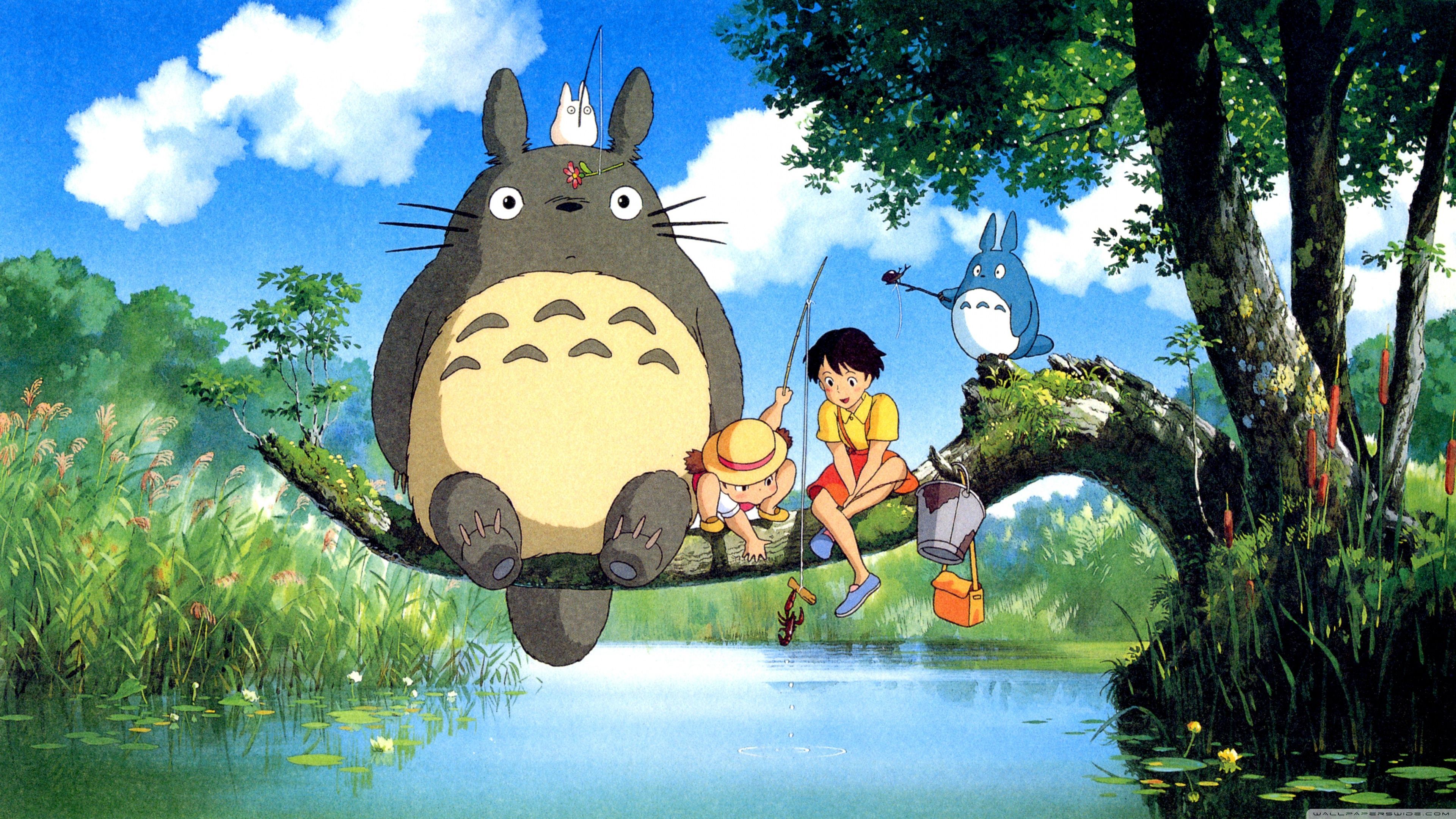 Totoro personaggi ramo stagno, 3840x2160 UHD, Monitor Gaming
