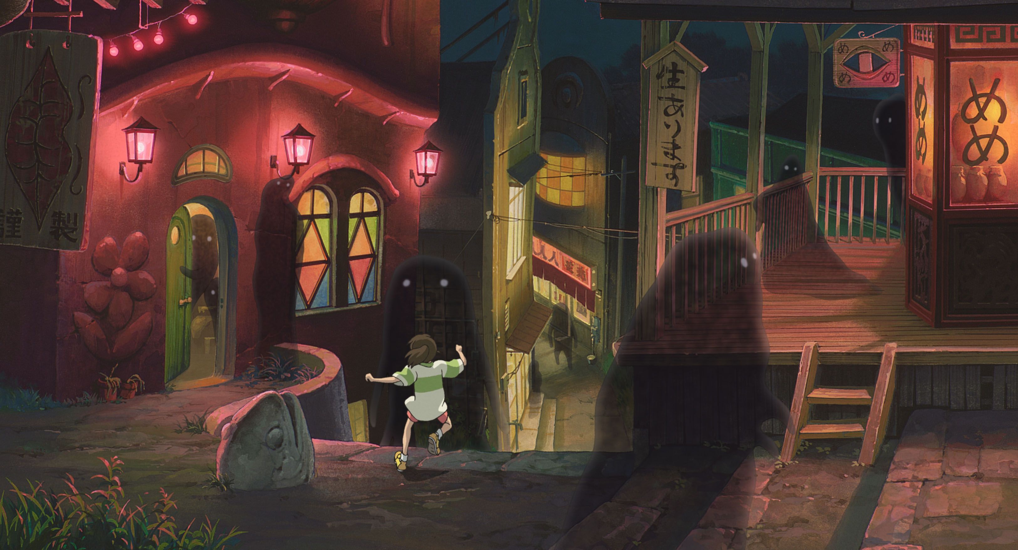 Chihiro nella città notturna, Spirited Away, 3250x1757 2K, Desktop