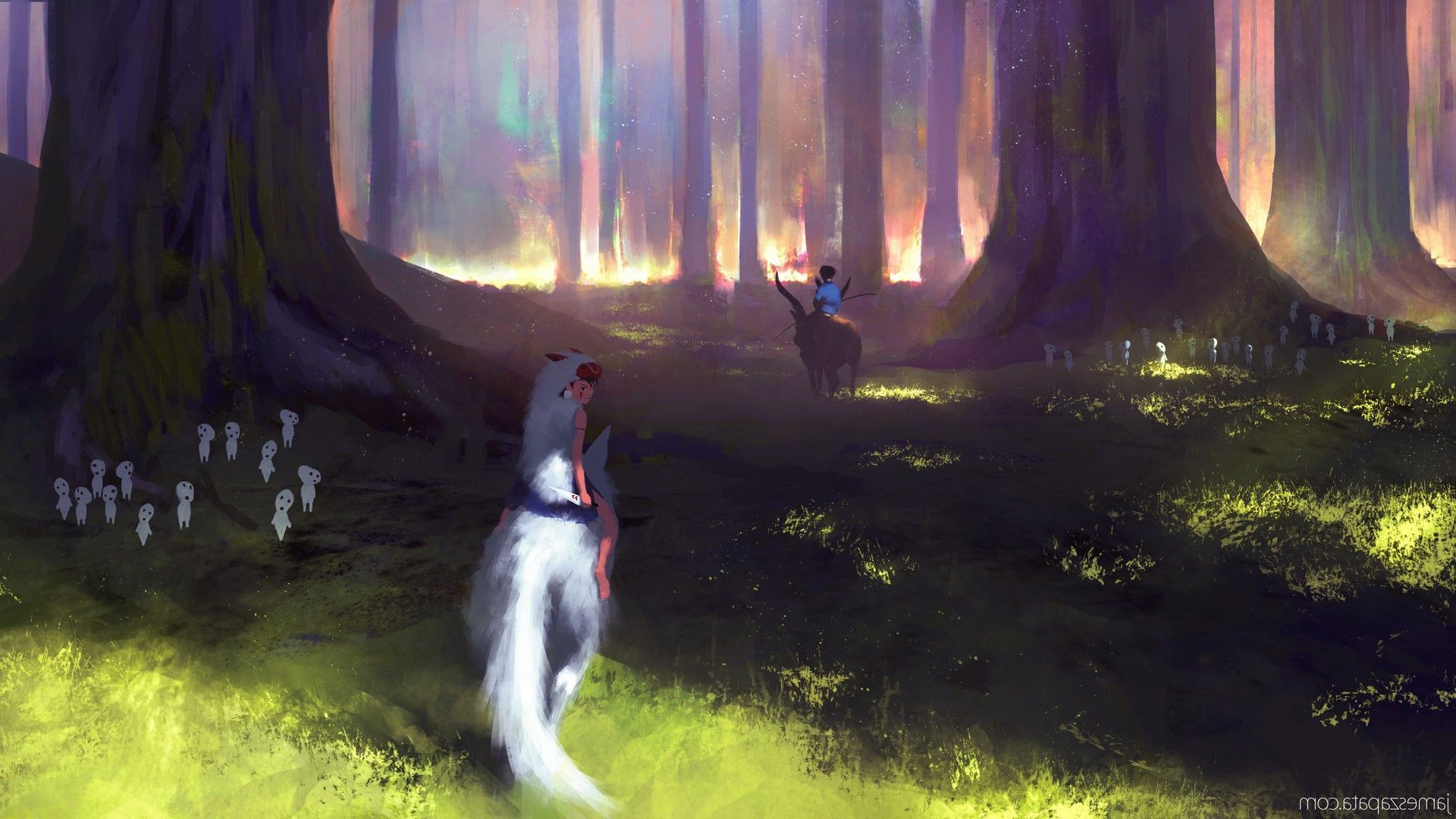 Lupo bianco foresta incantata, 1920x1080 Full HD, Monitor Gaming