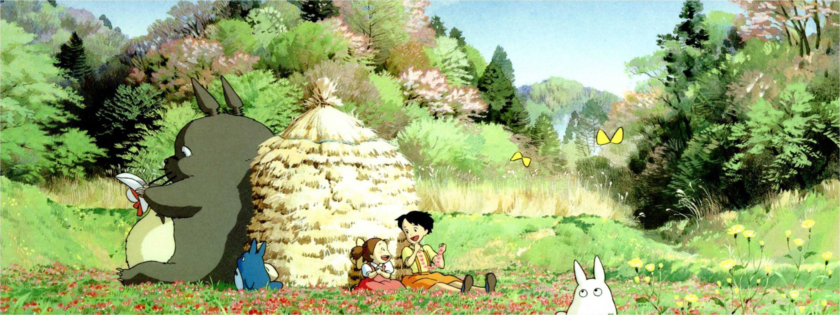 Totoro campo verde primaverile, 3202x1202 Ultrawide, PC Desktop