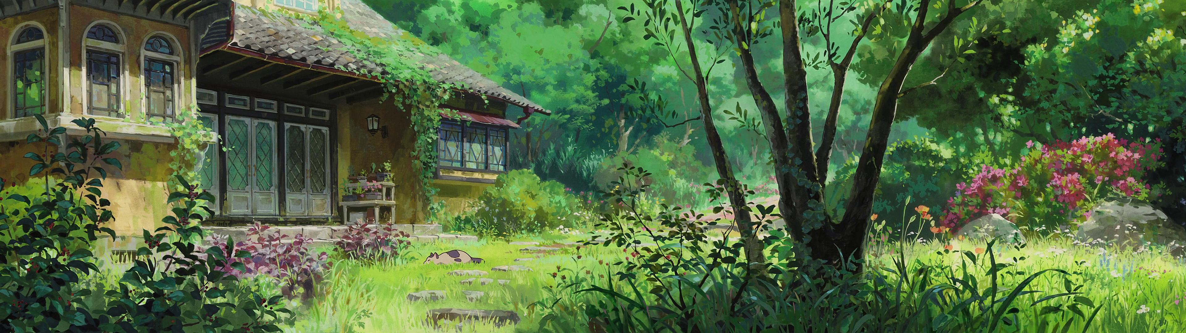 Casa rurale giapponese tra vegetazione, 3840x1080 Ultrawide, PC Desktop