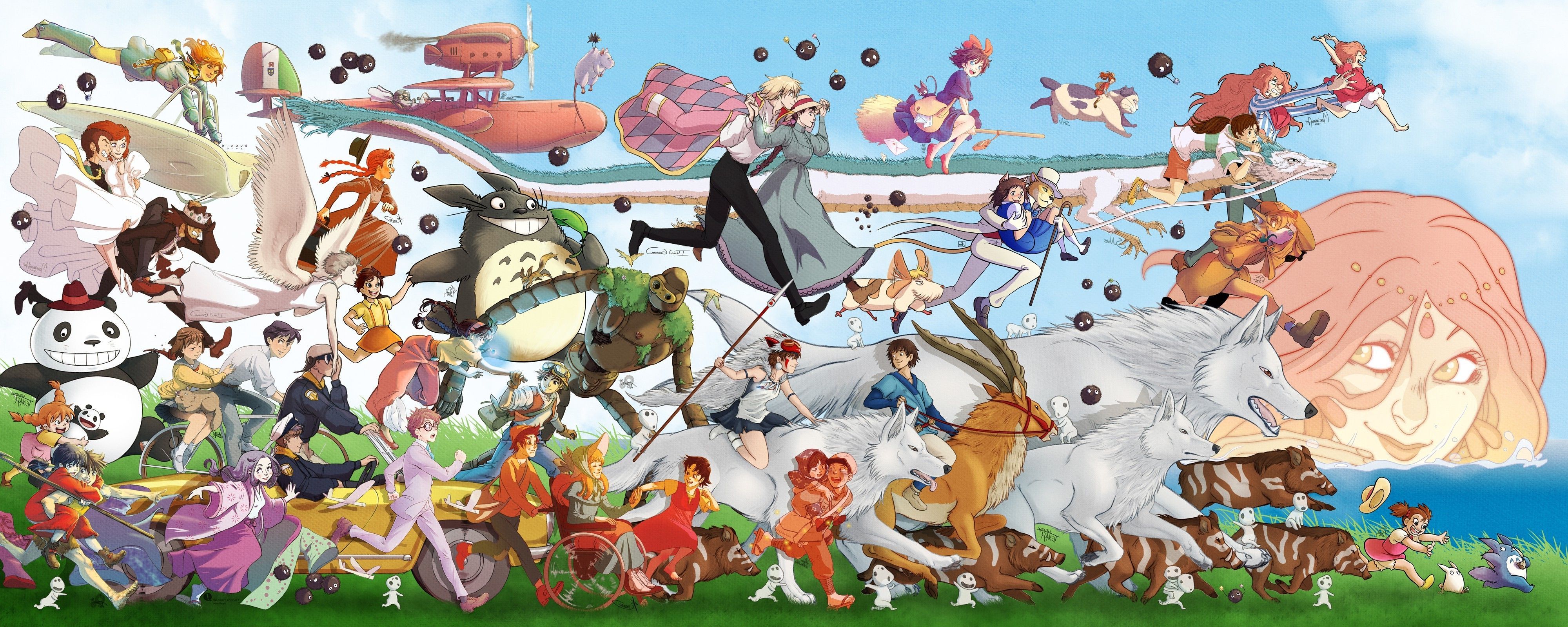 Personaggi Studio Ghibli assortiti, 4000x1600 21:9, PC Desktop