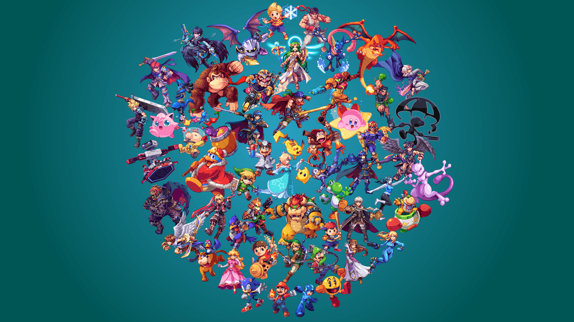 Pixel art personaggi Super Smash Bros, picchiaduro, 1920x1080 Full HD 1080p, Desktop