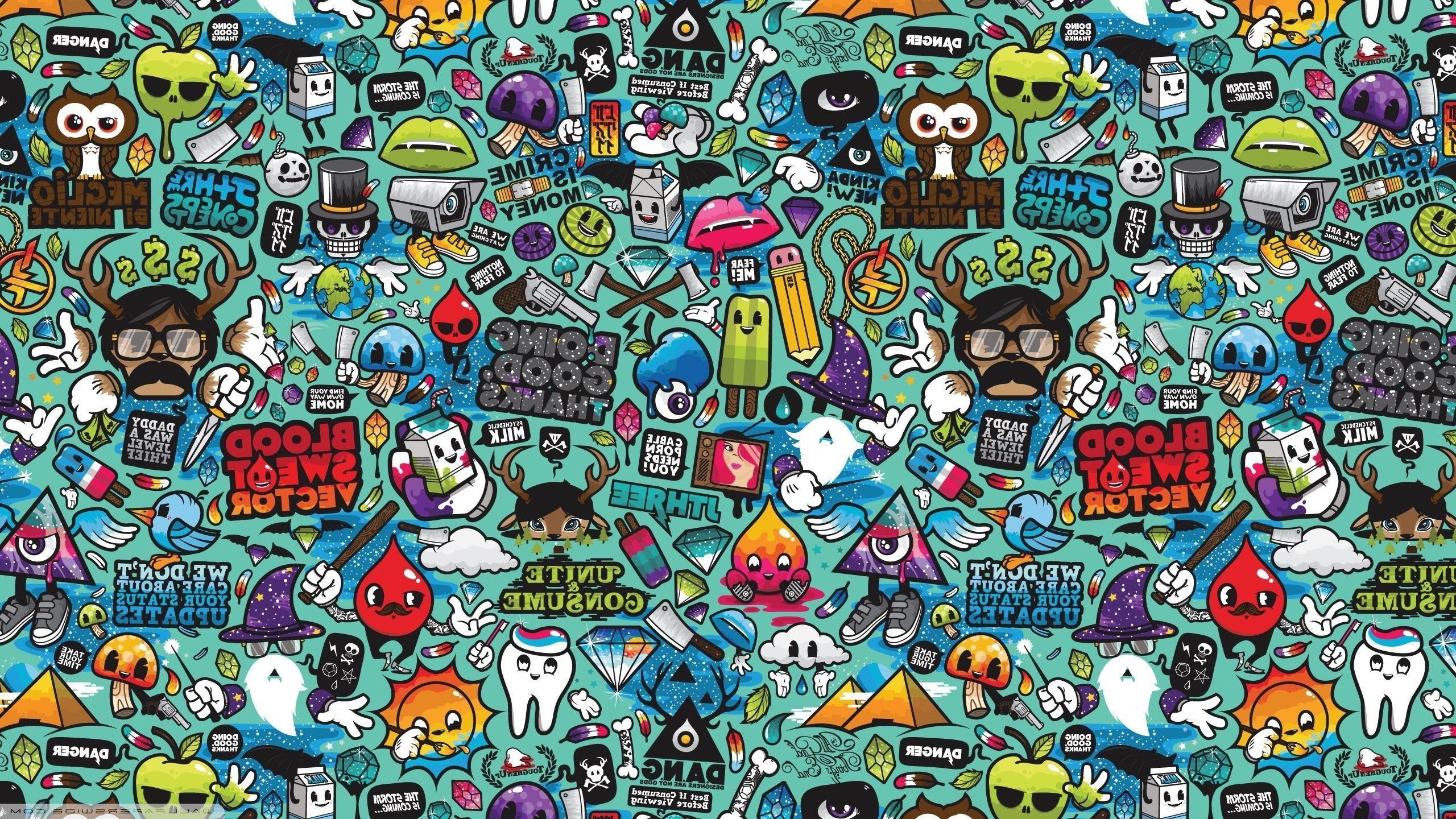Pattern pop art colorato personaggi, 2560x1440 2K, Desktop