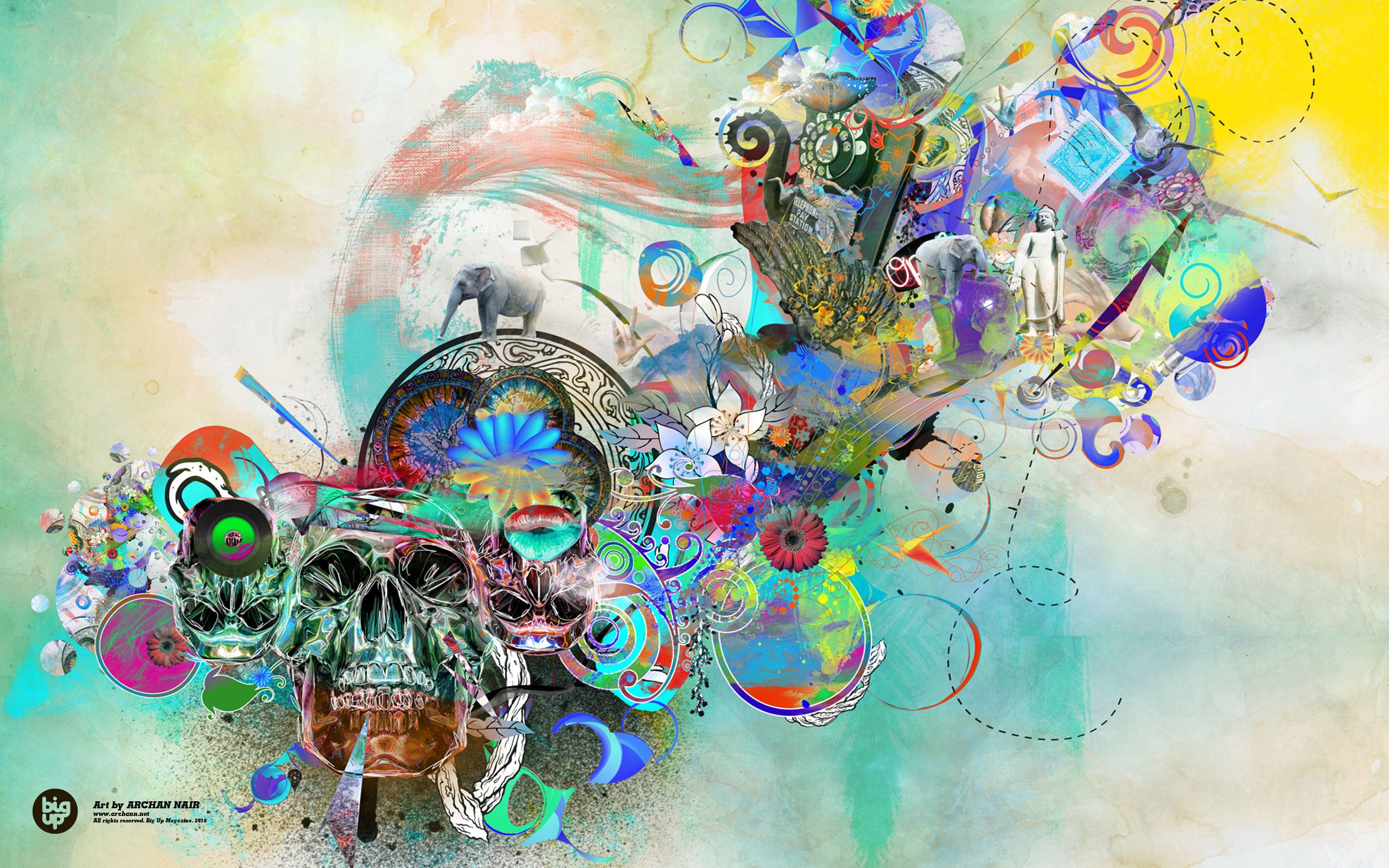 Collage astratto teschio colorato, 2560x1600 2K+, Laptop