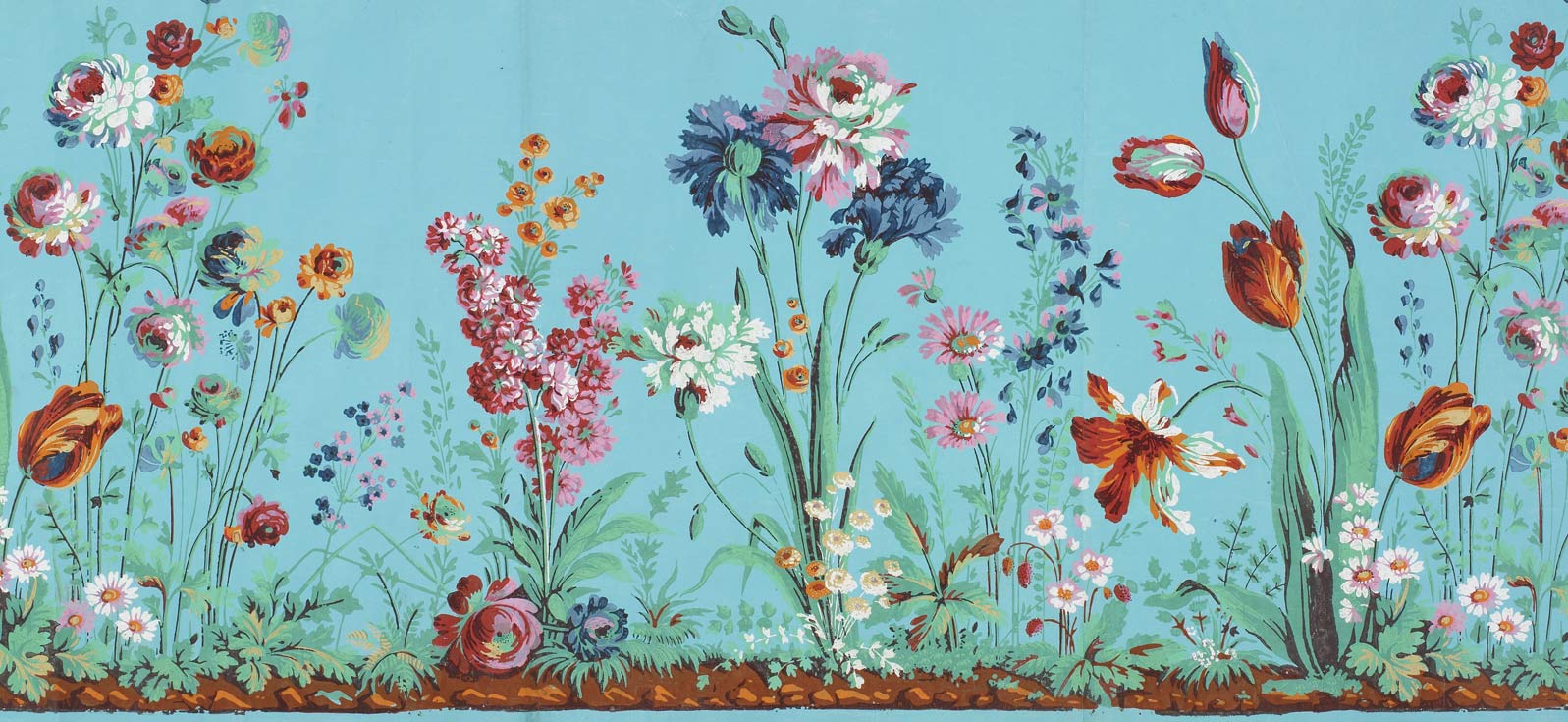 Fiori dipinti su sfondo turchese, 1597x735 HD, Desktop