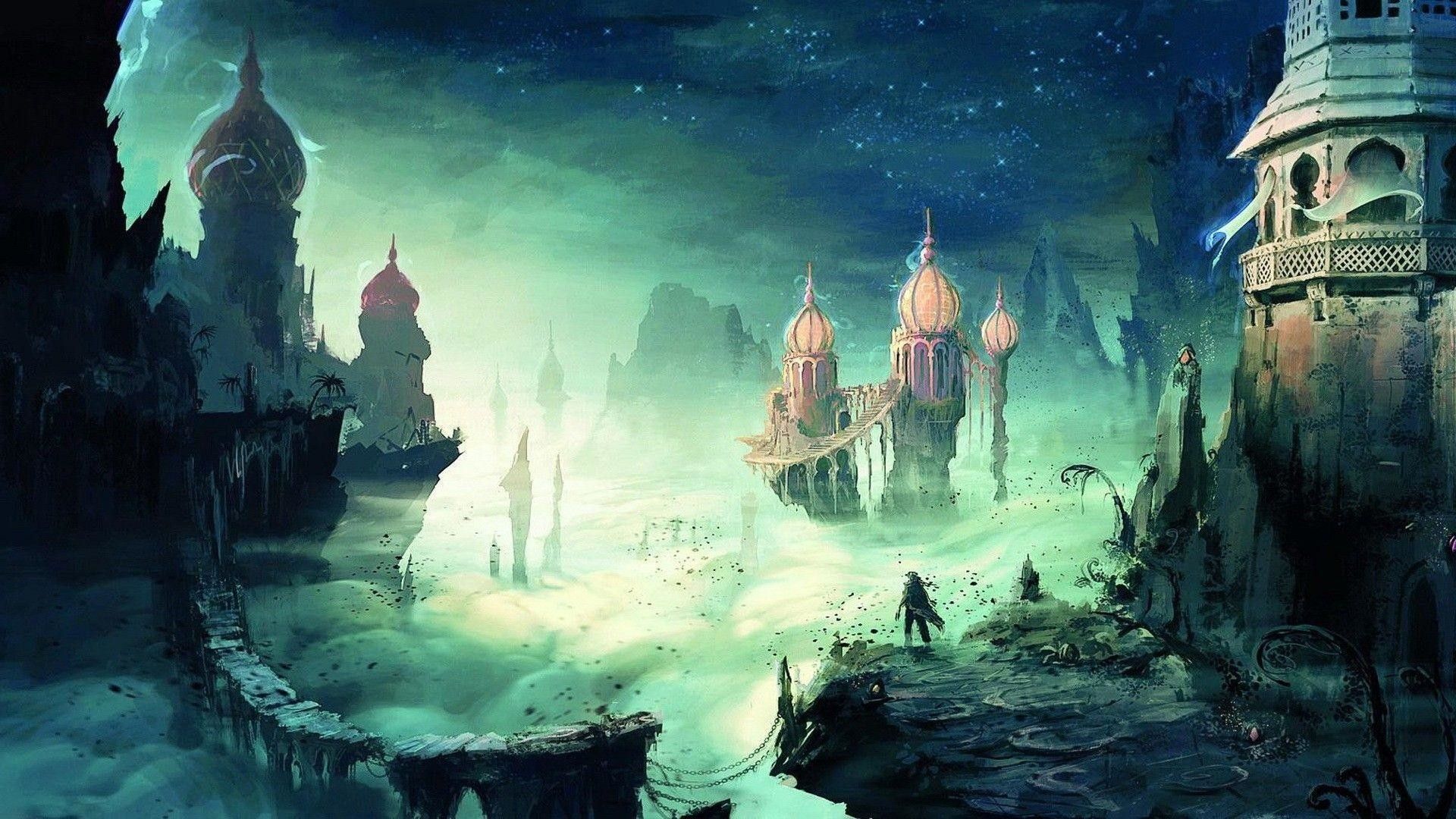 Città fantasy con torri e nebbia, 1920x1080 Full HD 1080p, Laptop