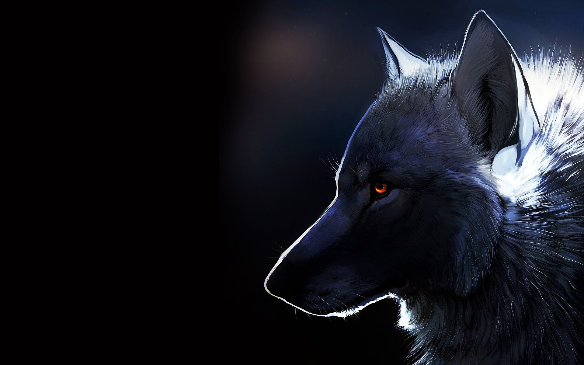 Lupo grigio profilo su nero, 1920x1200 Full HD+ WUXGA, Desktop